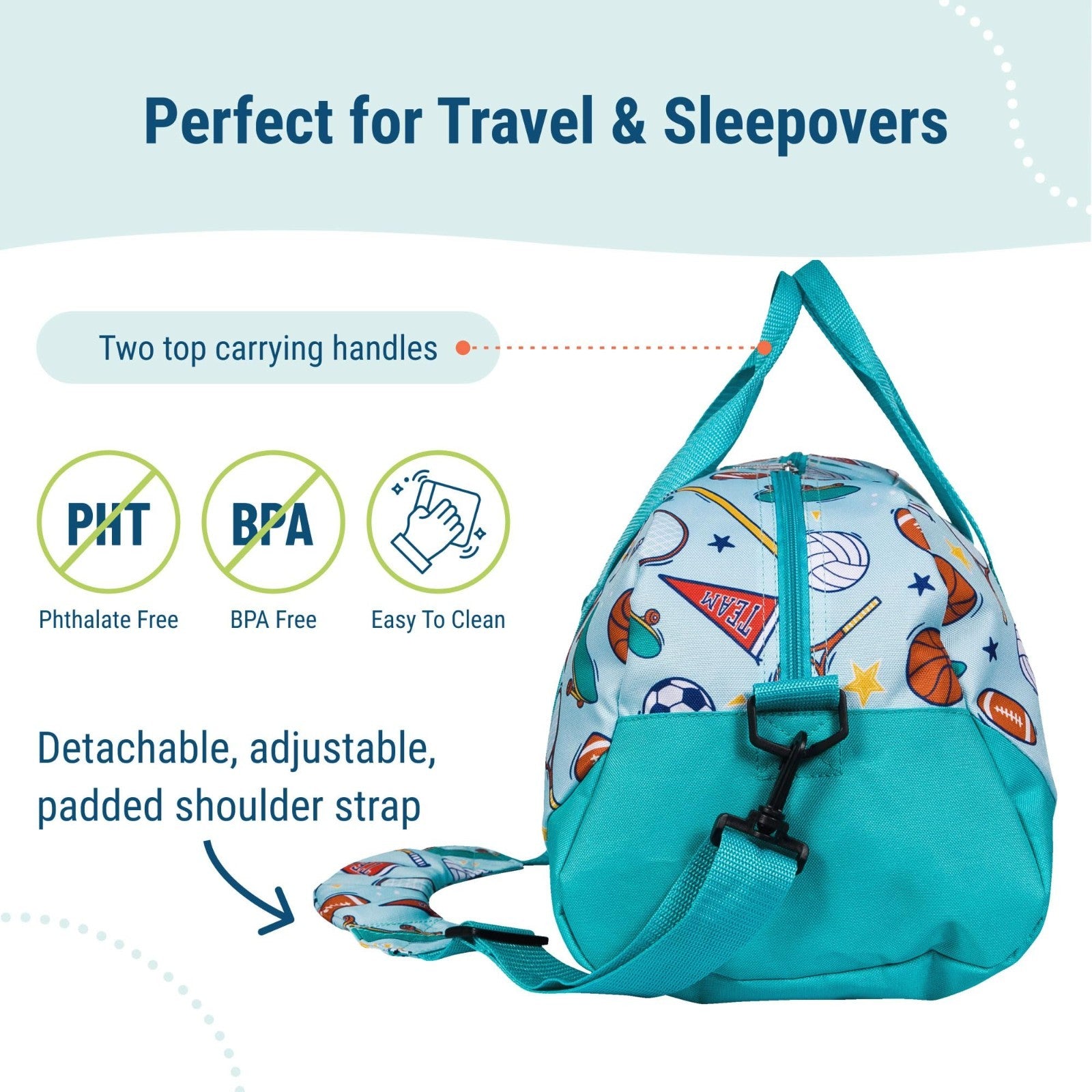 Kids Overnighter Duffel Bag - Lightweight Travel Bag for School & Sleepovers, Du2