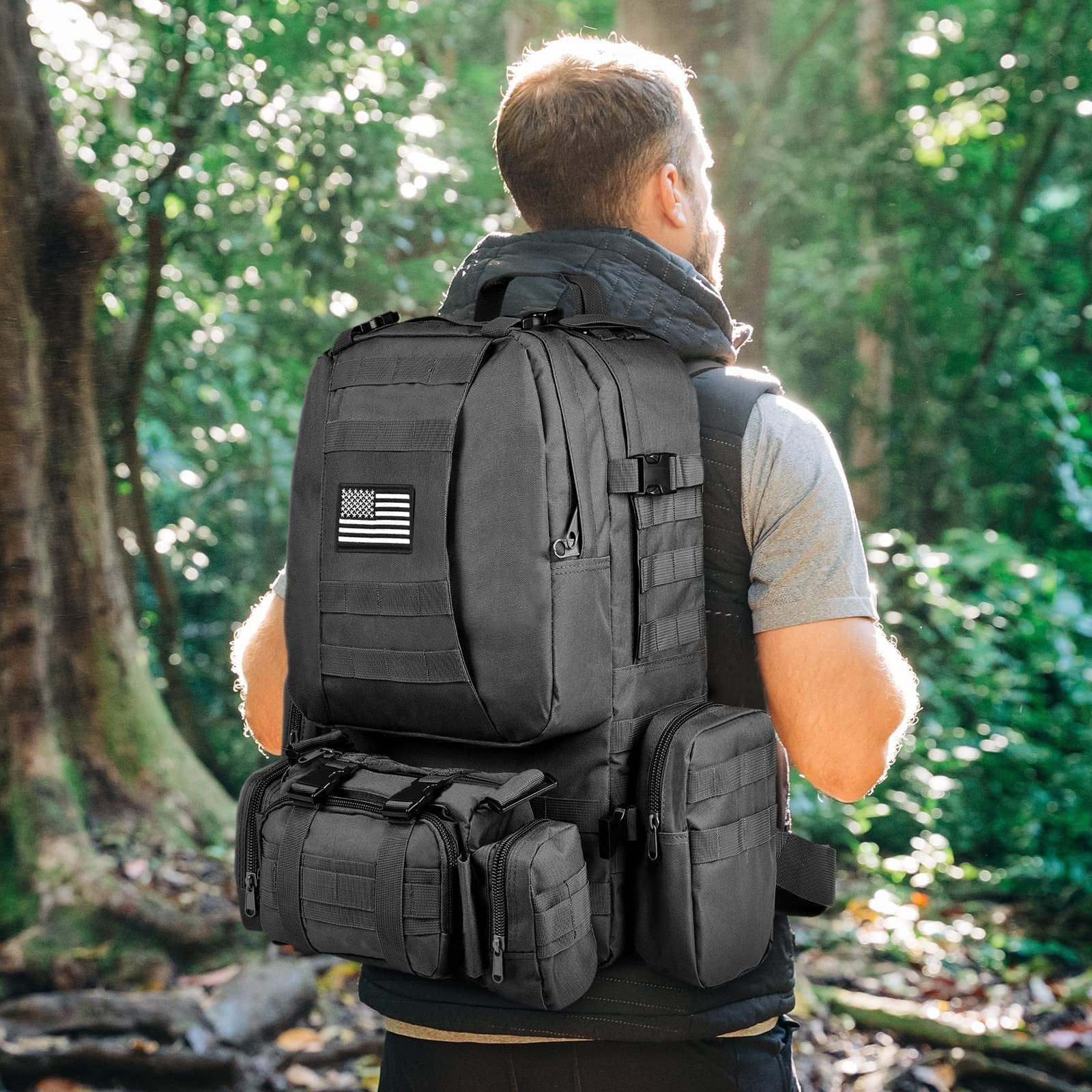 Large 60L Tactical Military Backpack   Assault Rucksack with Detachable Molle Sy2