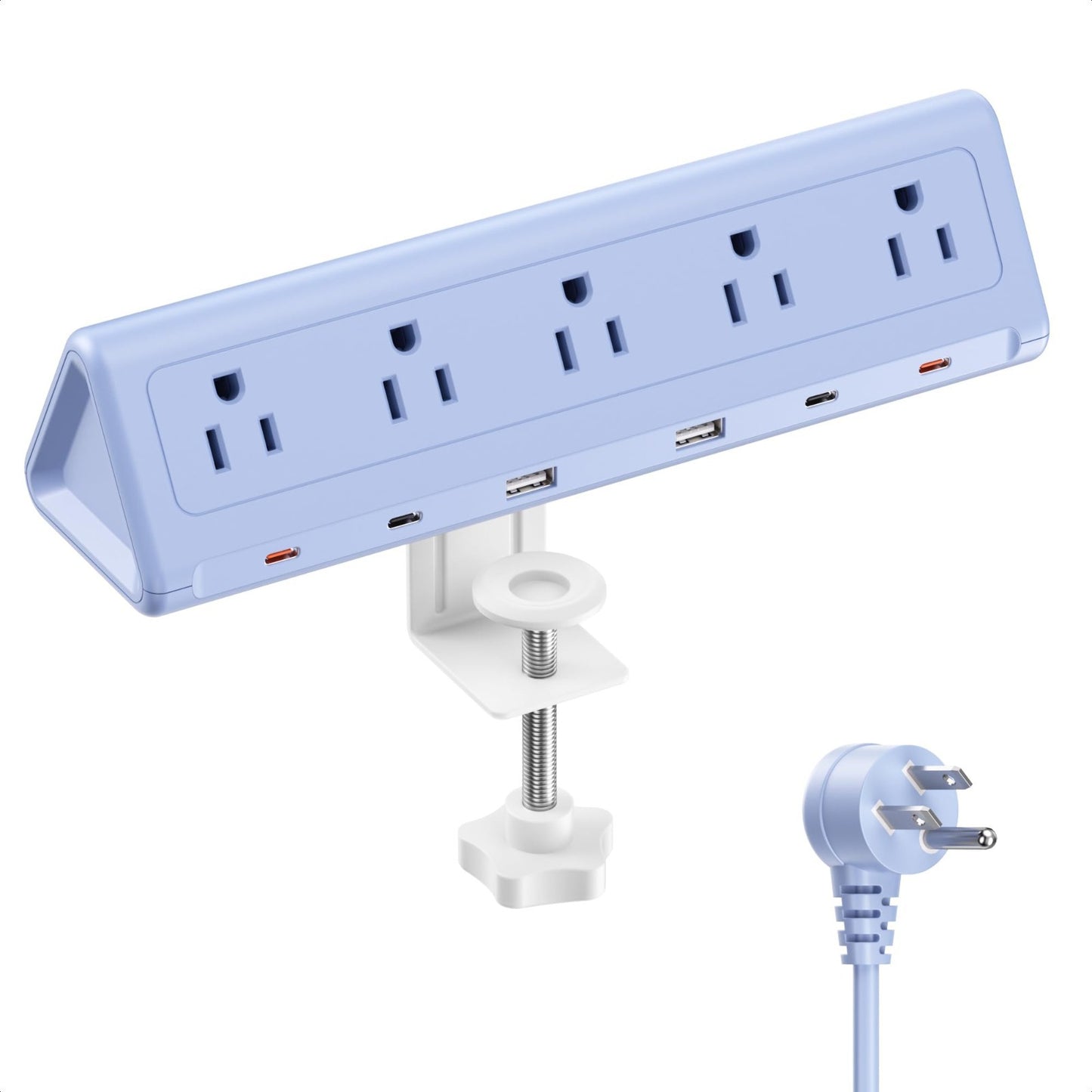 6.5FT Desk Clamp Power Strip   5 AC Outlets, 6 USB Ports, PD 40W Fast Charging0