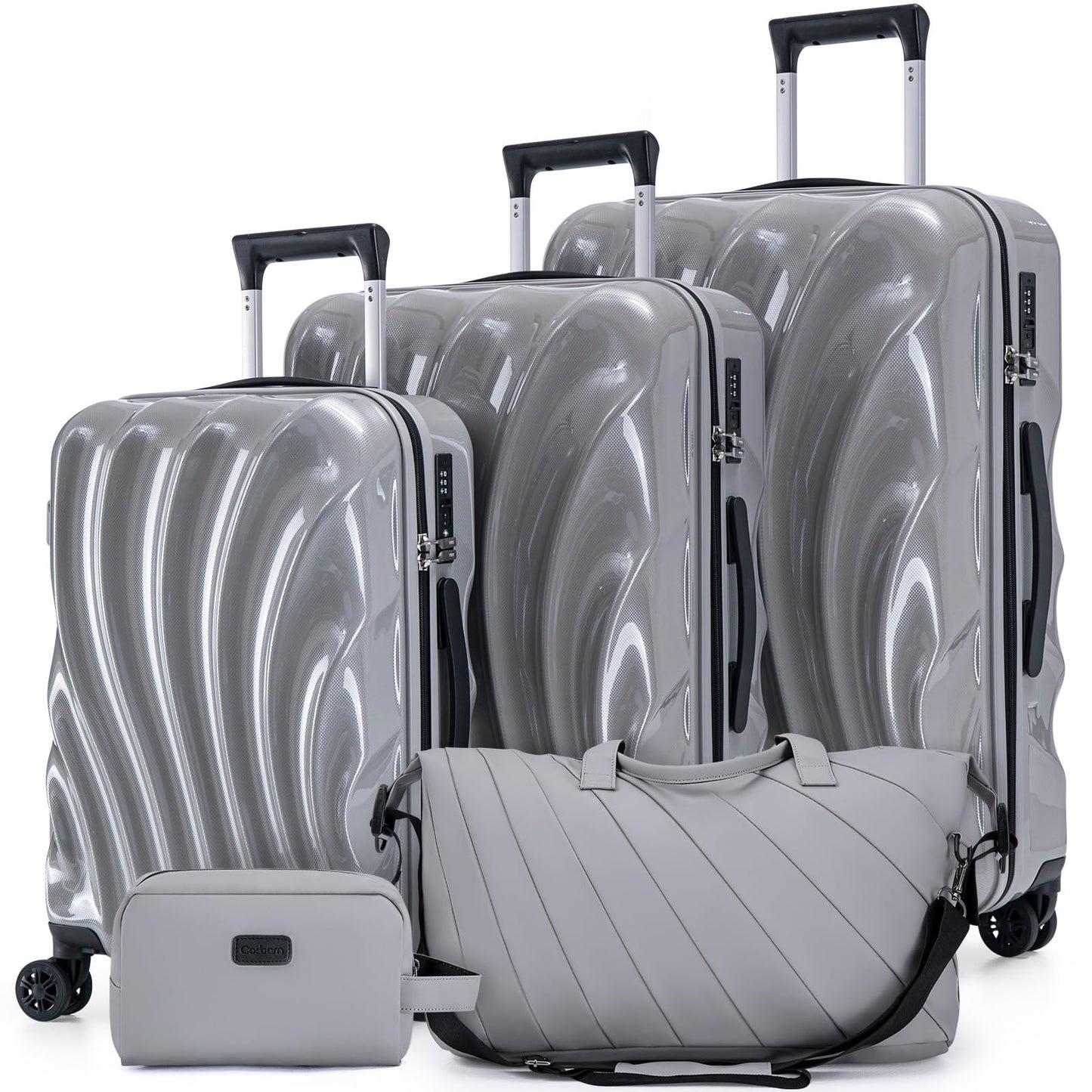 5-Piece Hardshell Luggage Set with Wheels, TSA Lock, Phone Holder, Durable Trave1