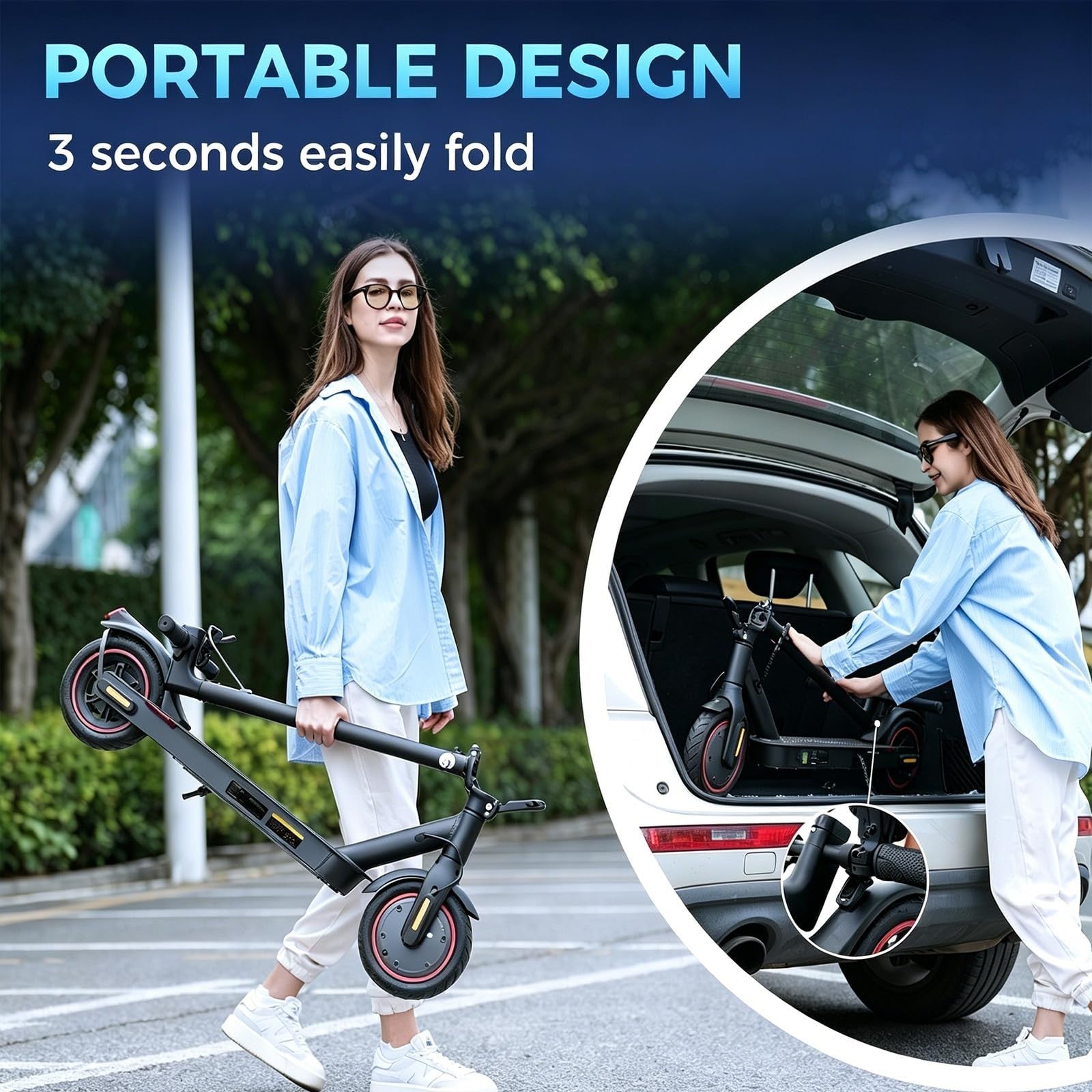Powerful Electric Scooter for Adults - 1200W/1000W/500W Motor, 10"/8.5" Tires, A4