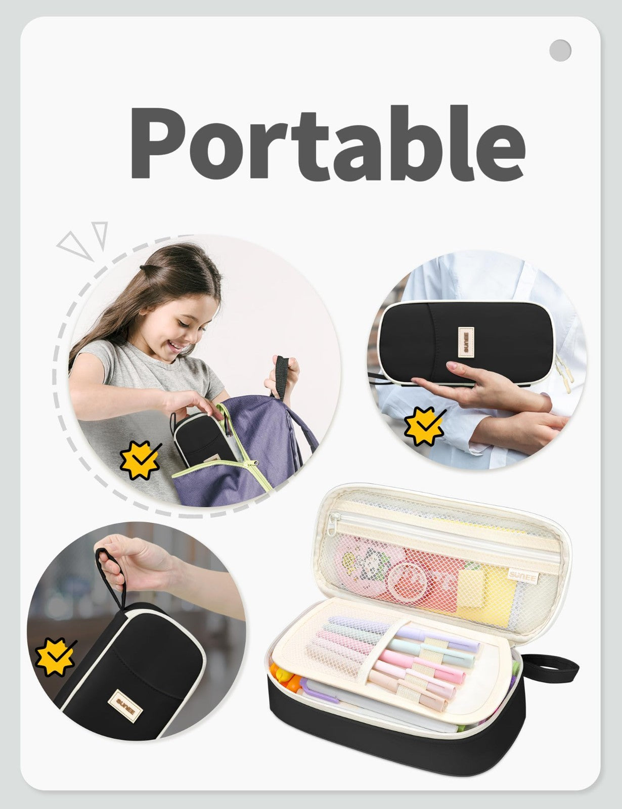 Aesthetic Pencil Case   Large Zippered Pen Pouch, Kawaii Stationery Organizer, S5