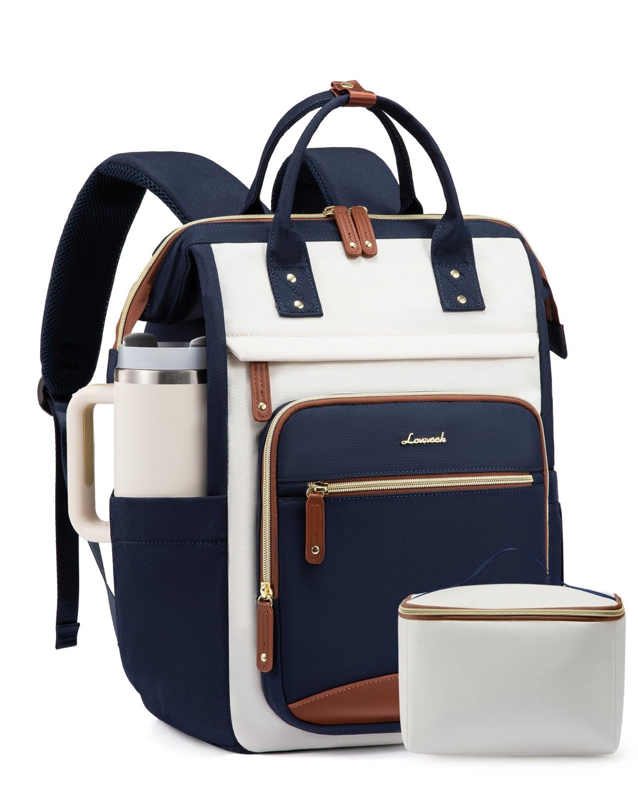 Stylish Waterproof Laptop Backpack for Women, 15.6" Large Capacity Work Bag with1