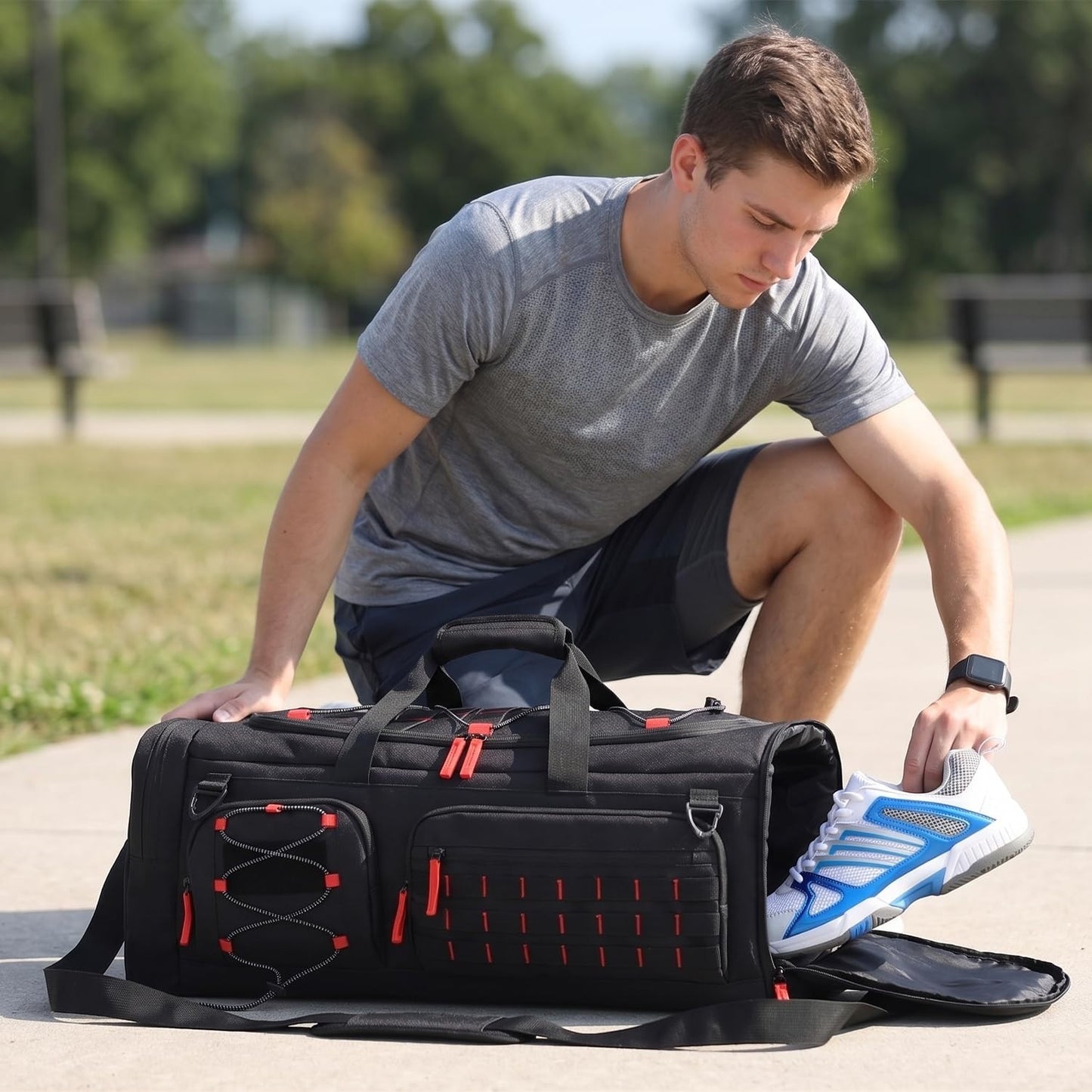 50L Tactical Gym Bag with Shoe & Laptop Compartment   Unisex Sports Backpack8