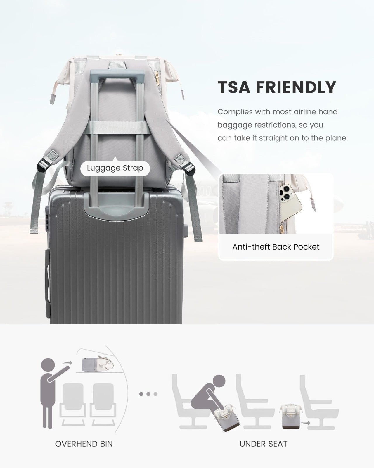 Stylish Women's Laptop Backpack with USB Port, 15.6" Work Bag, Waterproof, 2PCS5