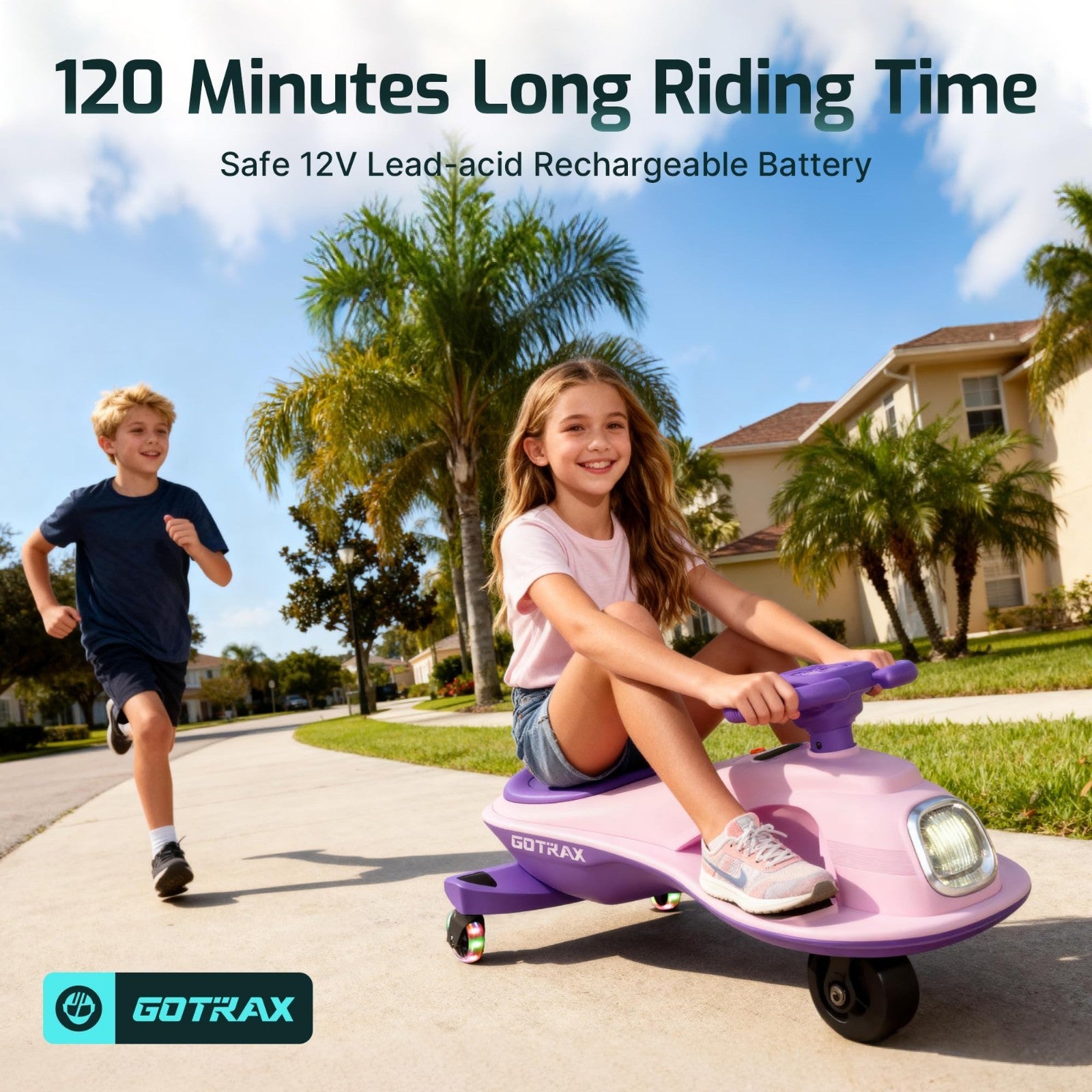 Electric Wiggle Car for Kids 3-8, 12V Battery, Bluetooth, 120 Min Ride Time2