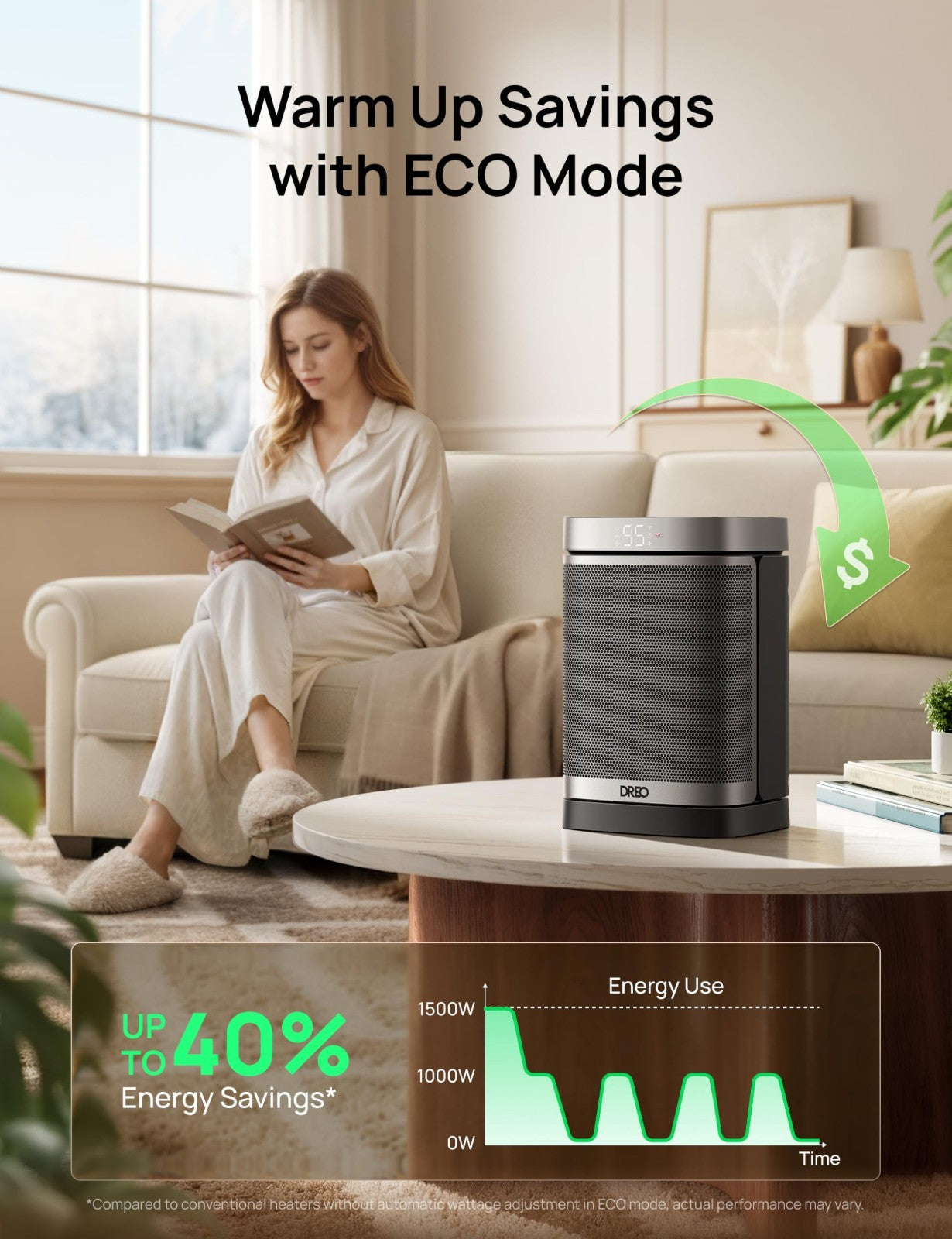 Portable Electric Space Heater with Thermostat, 70° Oscillation, Remote, 12H Tim5