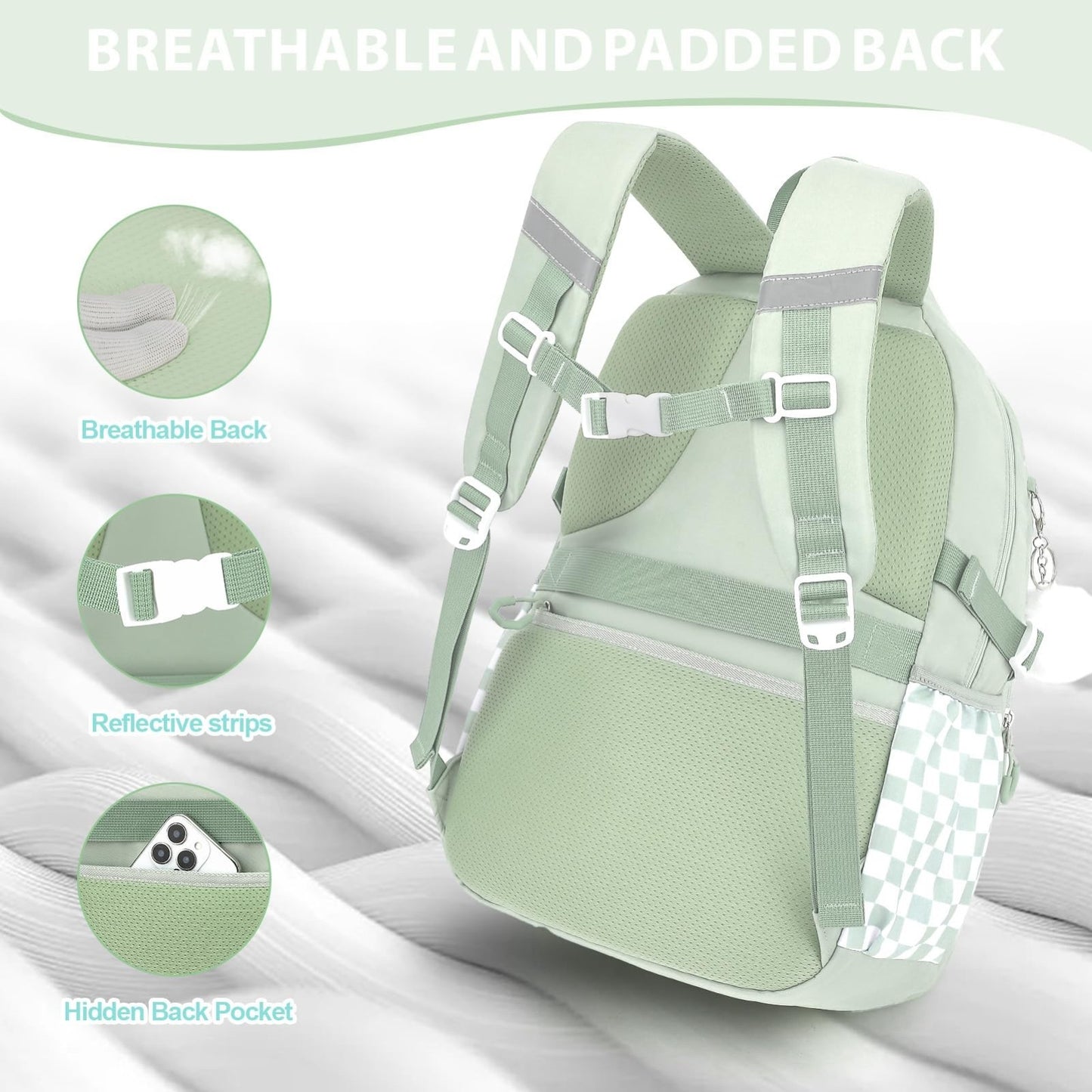 Girls Bow Backpack Set   3PCS with Lunch Bag & Pencil Case   Stylish School Bag5