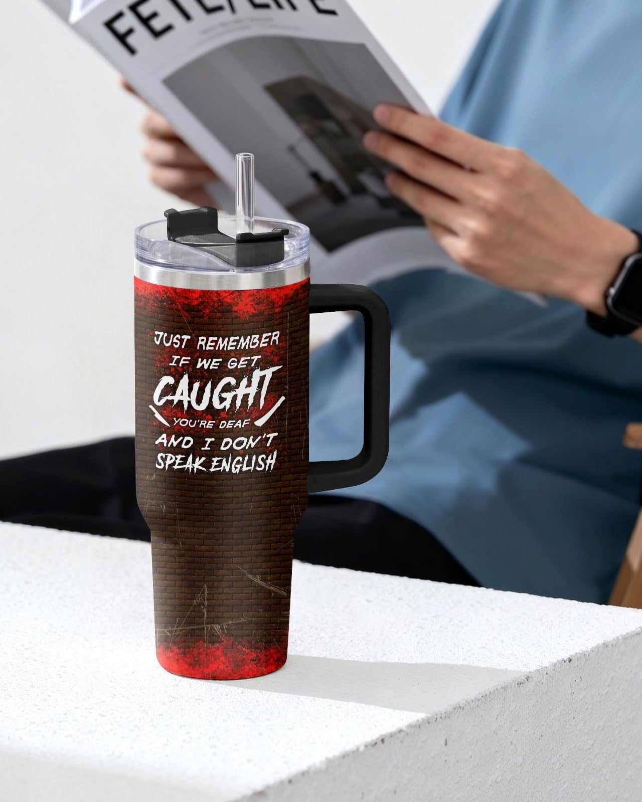 34oz Insulated Tumbler   Funny Dark Humor Mug, Gothic Travel Cup, Spooky Gift5