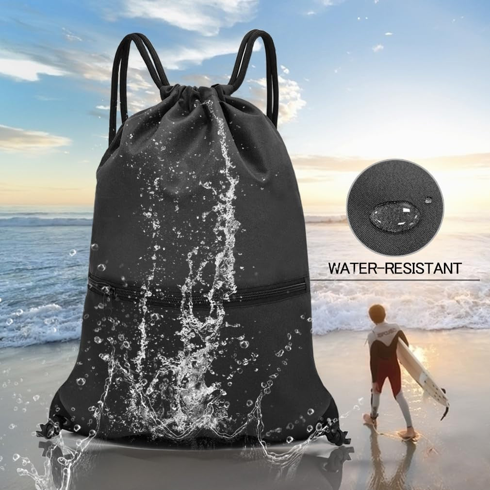 Durable Drawstring Backpack Gym Bag   Lightweight Sport Sackpack for Travel & Fi6