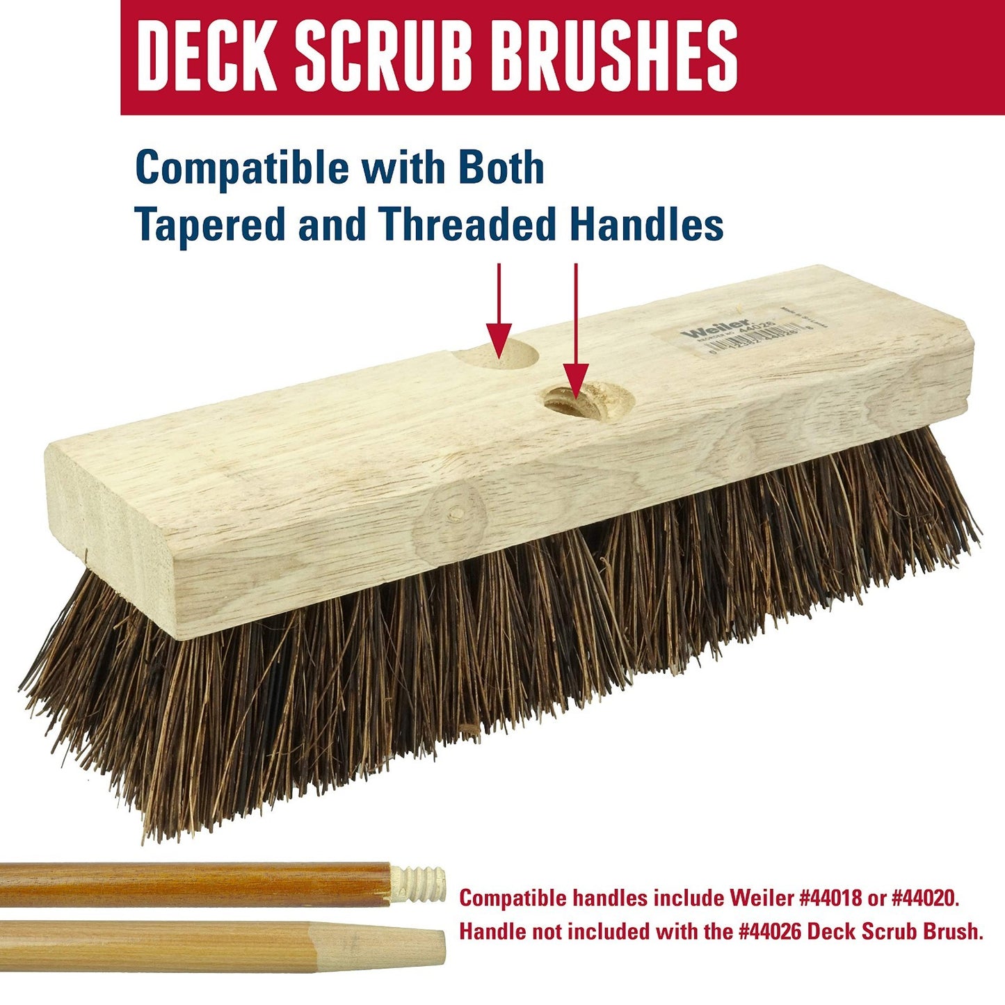 Heavy Duty Deck Scrub Brush - Natural Palmyra Bristles for Wood, Concrete & Roug3