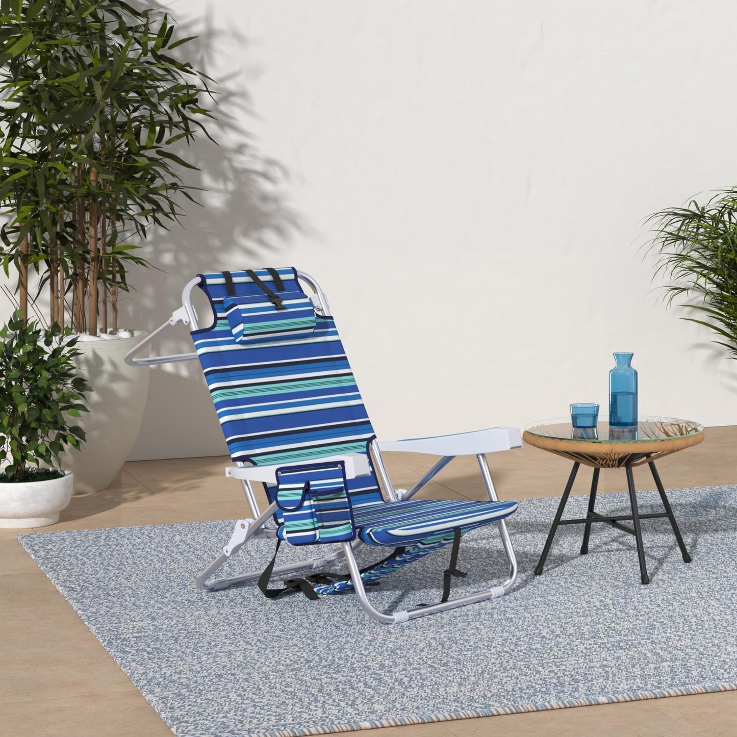 Compact Portable Beach Chair for Adults - Heavy Duty Folding Chair with Cooler P2