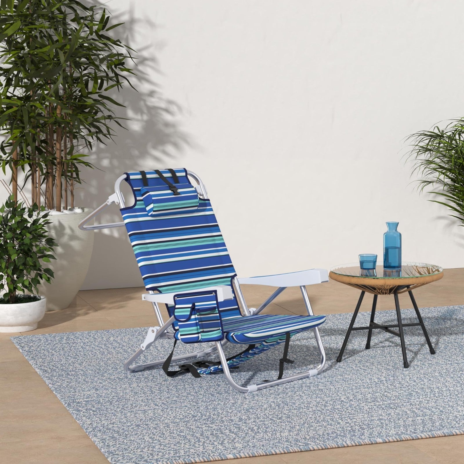 Compact Portable Beach Chair for Adults - Heavy Duty Folding Chair with Cooler P2