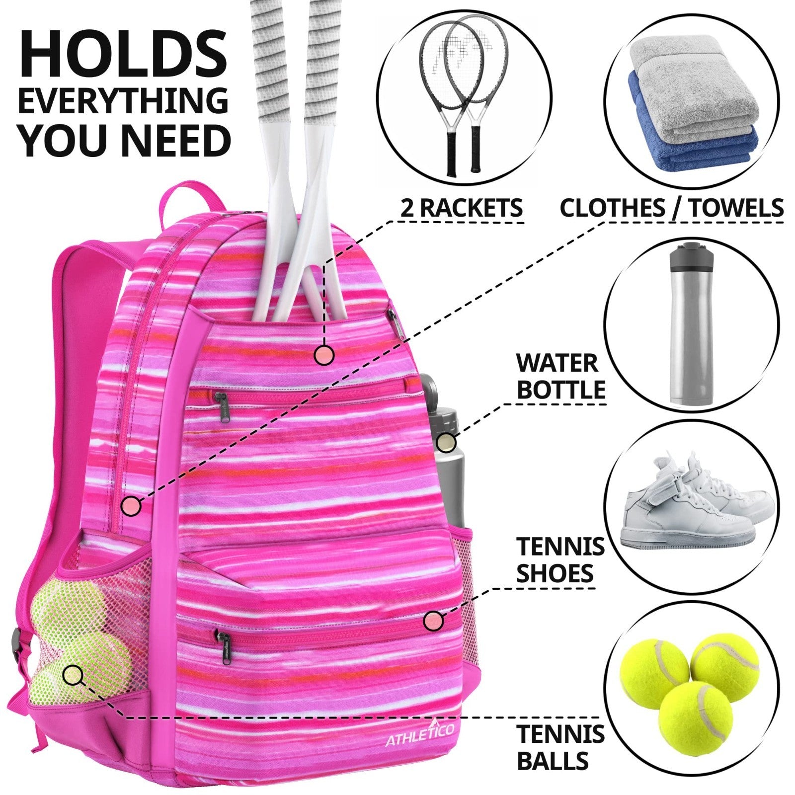 City Tennis Bag with Multiple Pockets, Durable Material, Adjustable Straps3