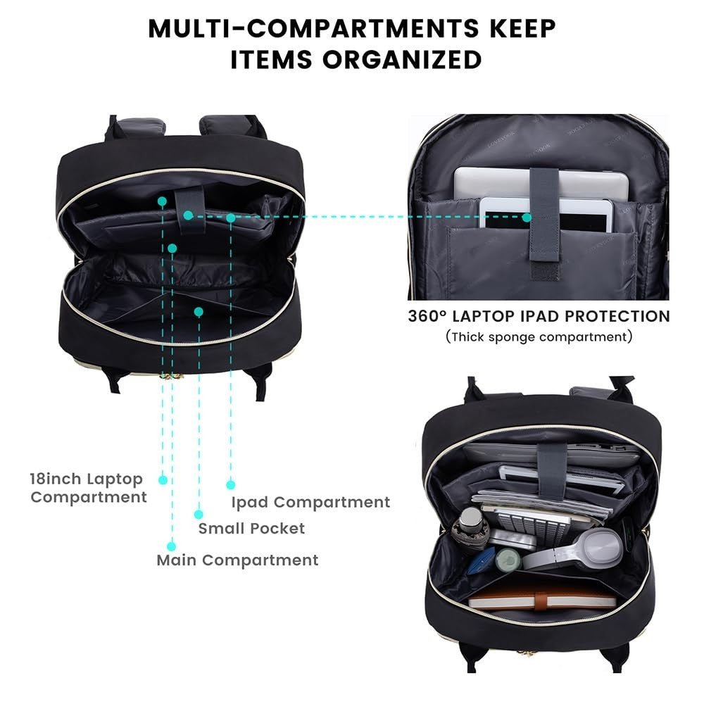 Stylish Water Resistant Laptop Backpack for Women, USB Charging, Travel Work Bag7