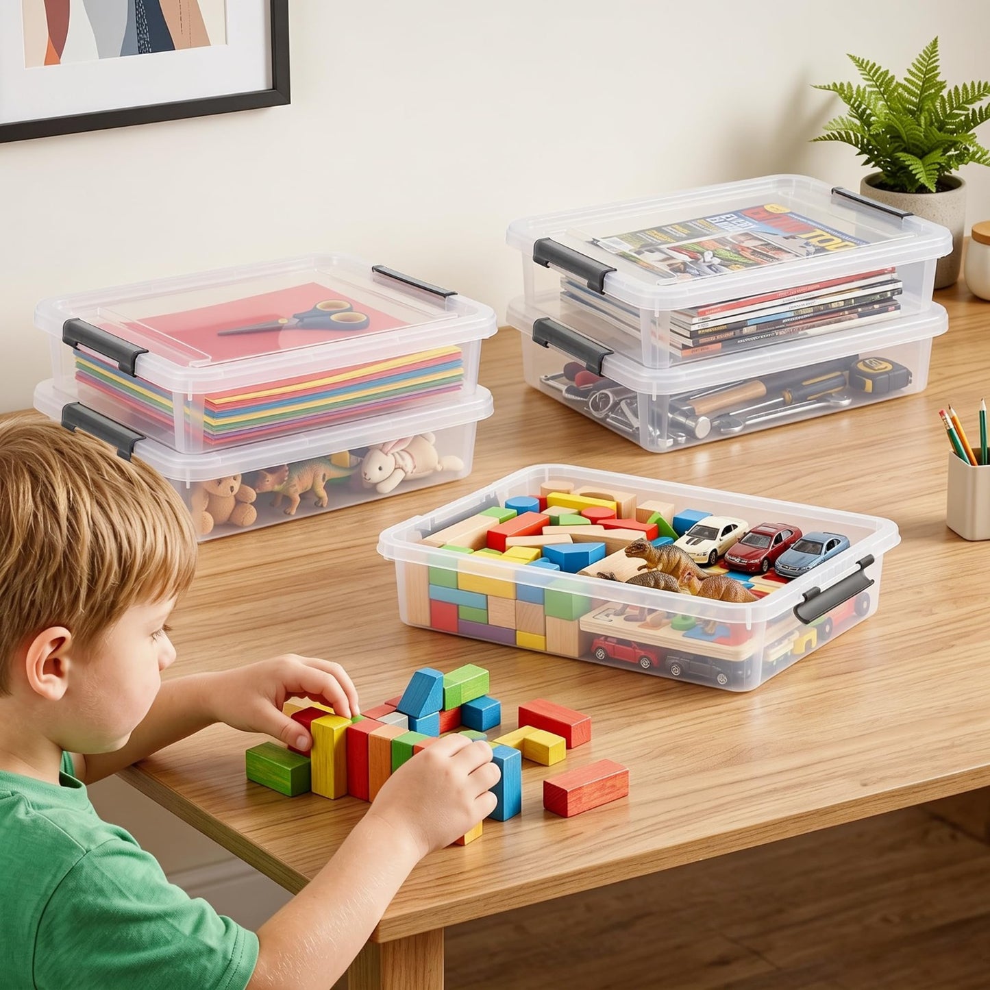 6Qt Clear Craft Organizers   4 Pack Storage Boxes for Sensory Bins & Crafts8