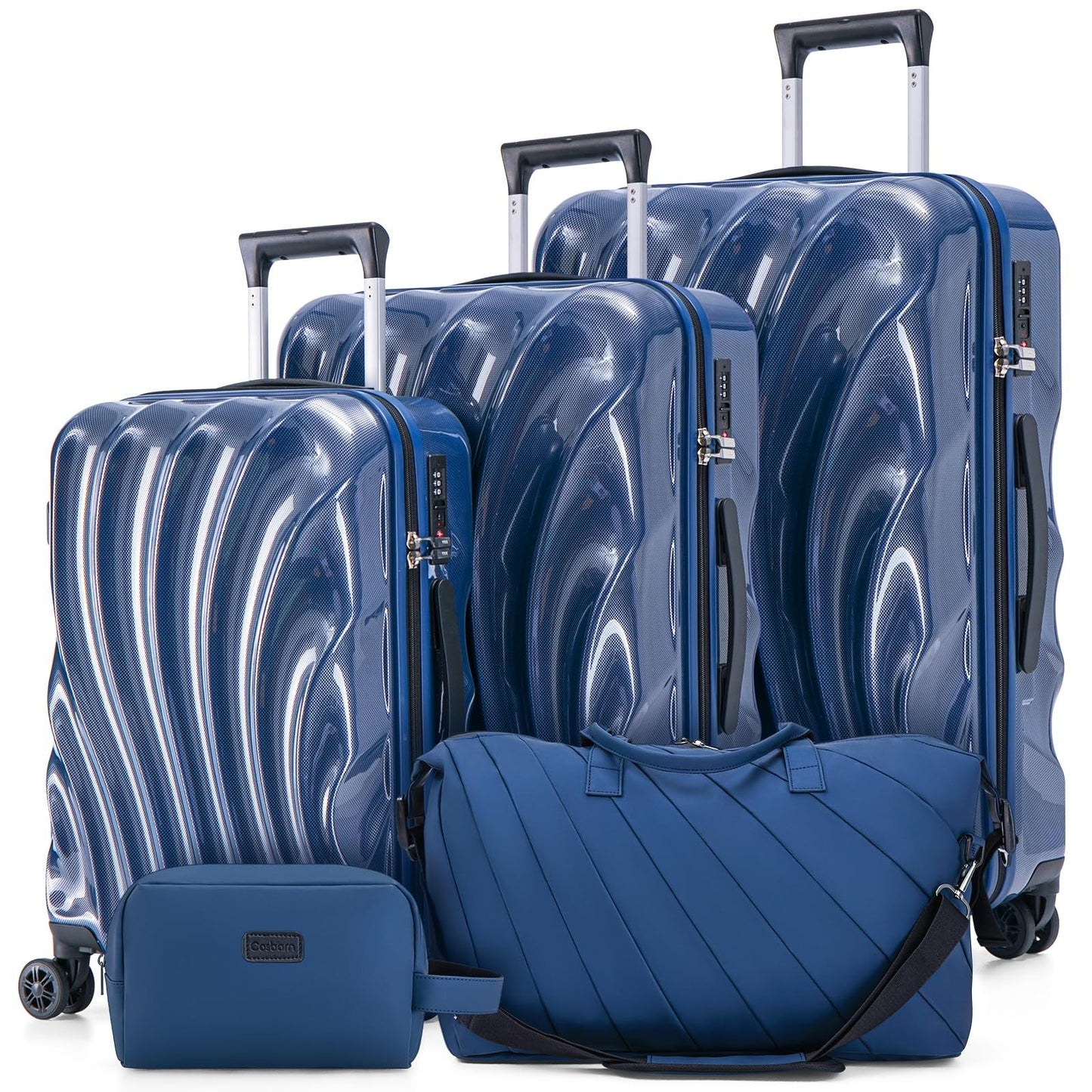 5-Piece Hardshell Luggage Set with Wheels, TSA Lock, Phone Holder, Durable Trave1