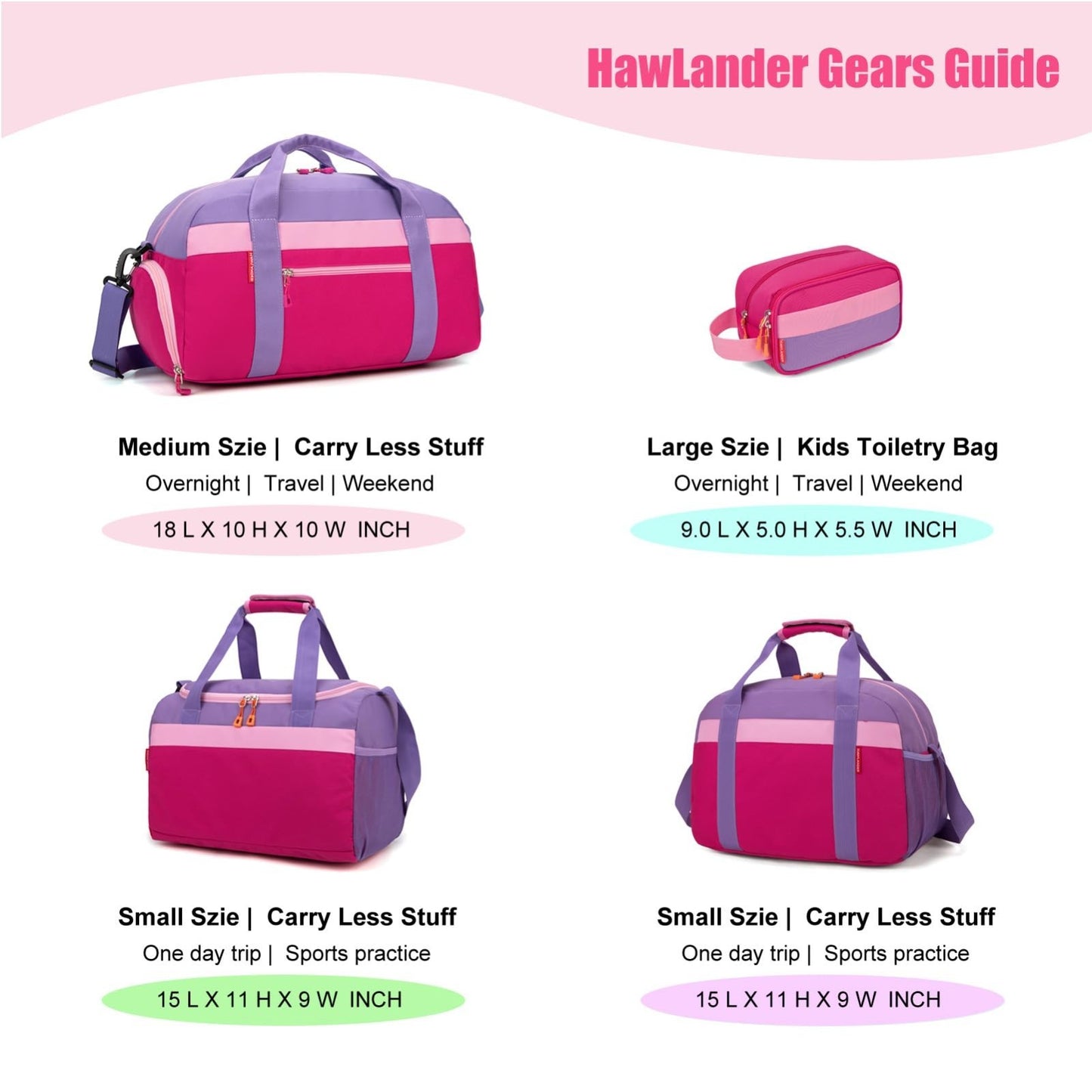 Large Kids Travel Duffle Bag - Roomy 22" x 12" x 12", Durable Polyester, Overnig8