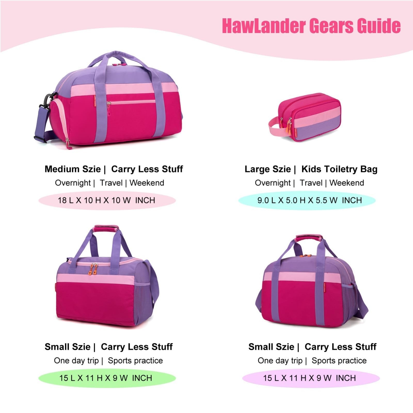 Large Kids Travel Duffle Bag - Roomy 22" x 12" x 12", Durable Polyester, Overnig8