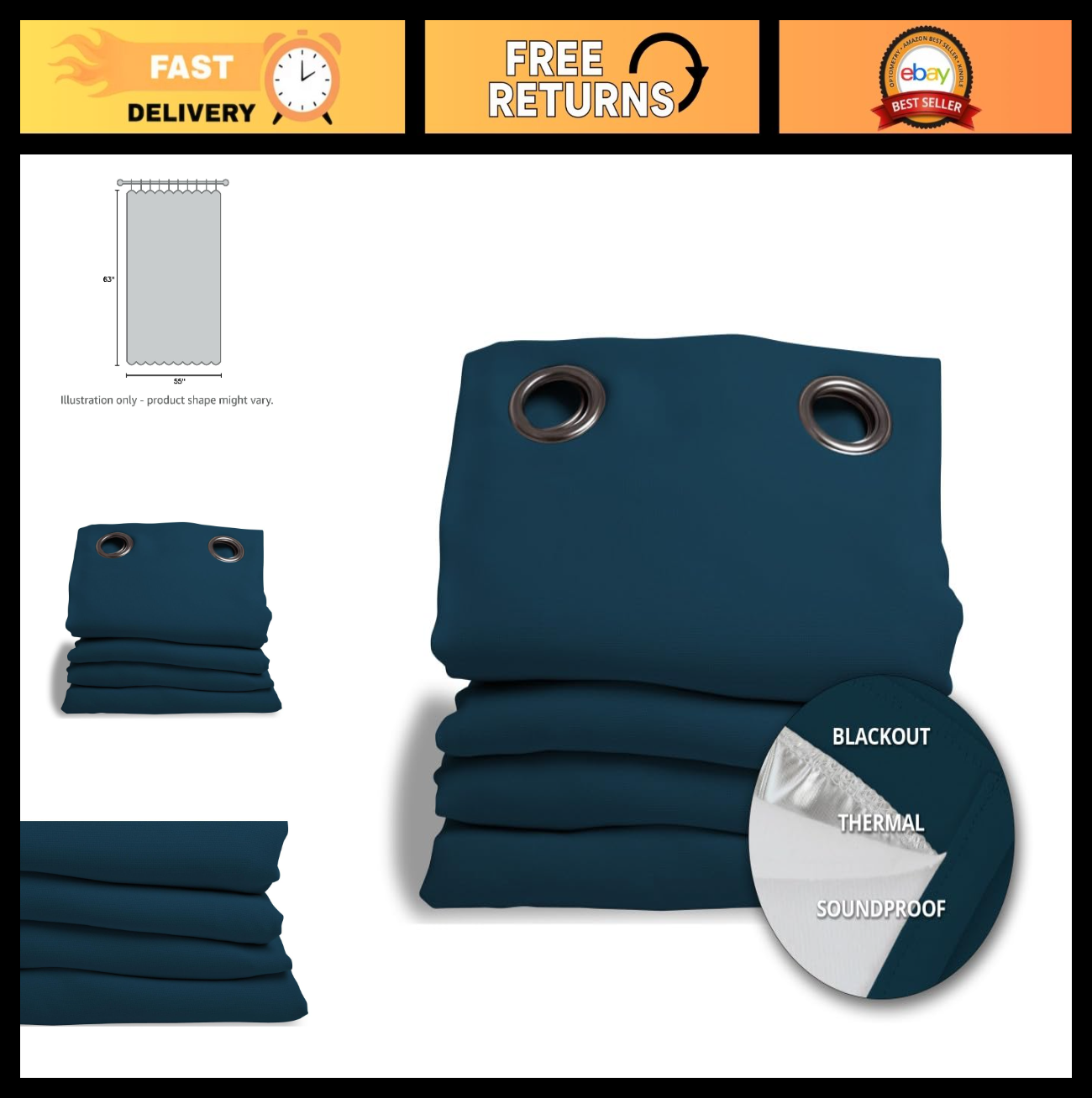 3-in-1 Soundproof Curtain | Noise Reduction & Thermal Insulation | 100% Blackout0