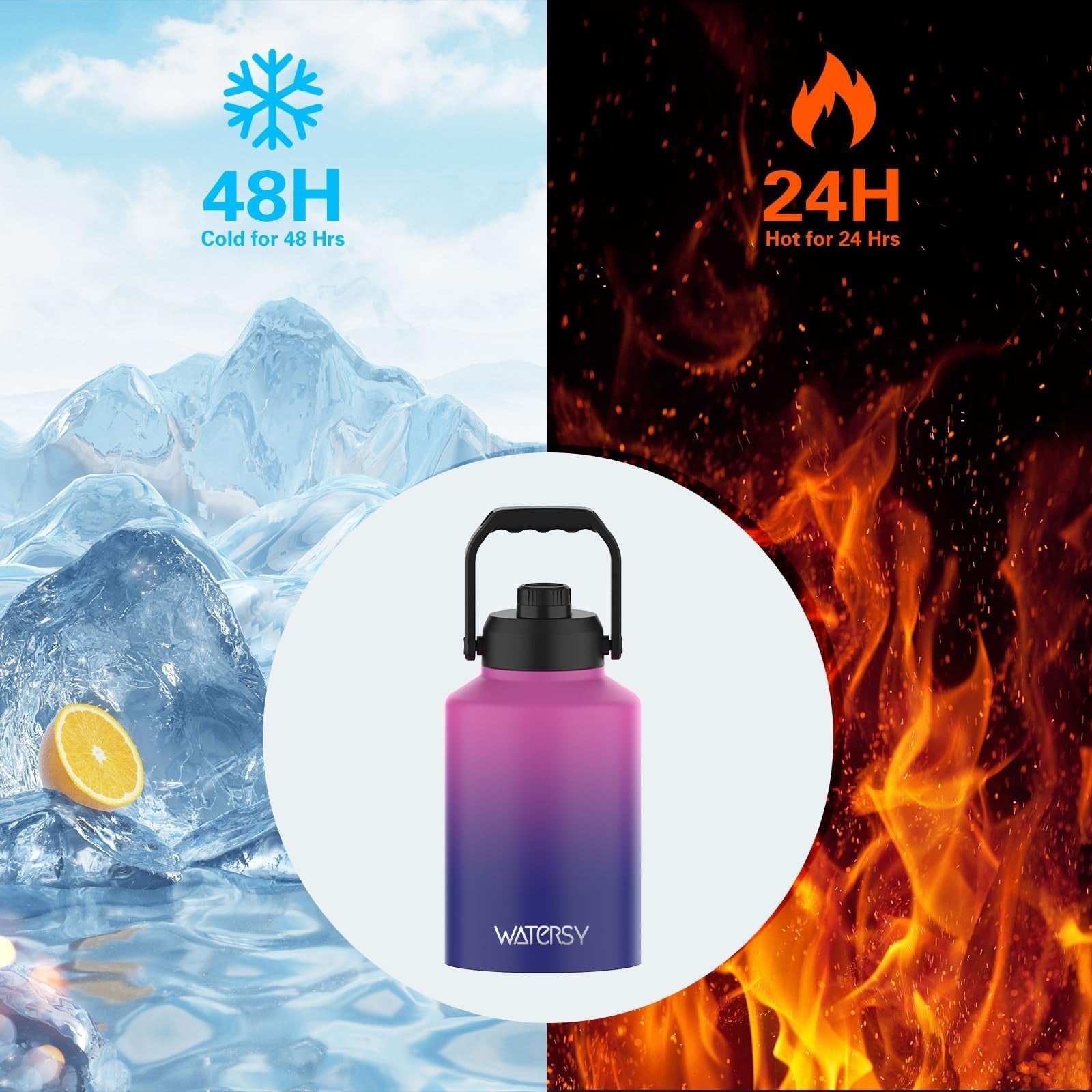 Insulated 1 Gallon Water Bottle - 128oz Stainless Steel, BPA Free, Leak Proof, C5