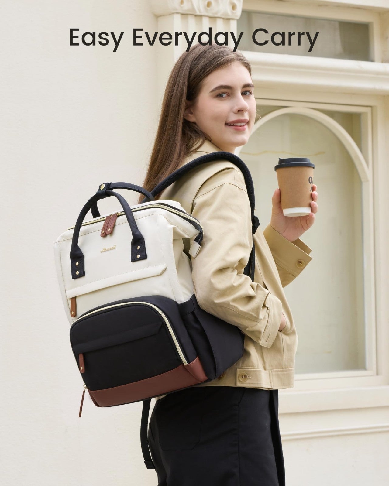 Stylish 15.6" Laptop Backpack for Women, Waterproof College Bookbag, Large Capac5