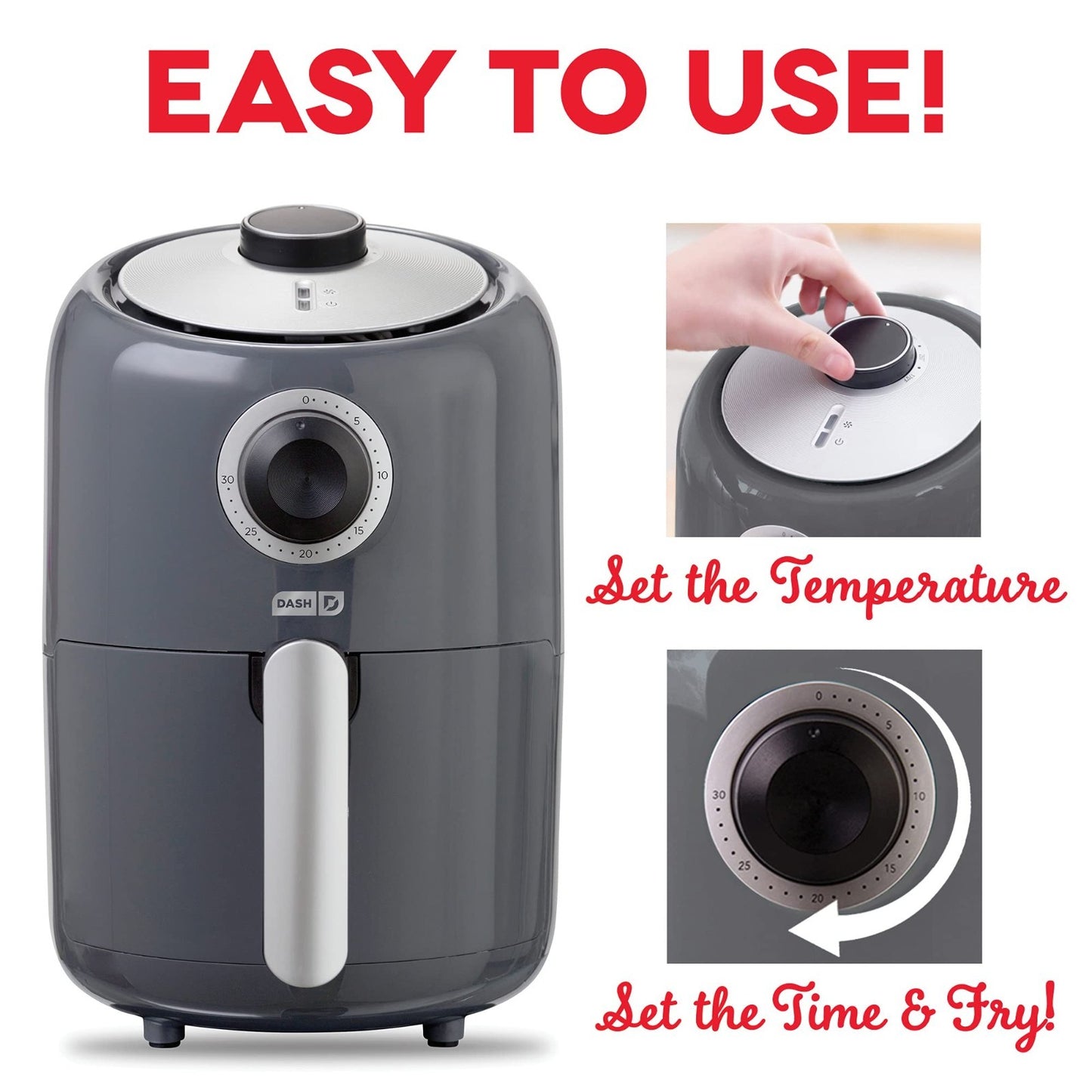 Compact Air Fryer - 2 Quart, Adjustable Temp Control, Auto Shut-Off, Nonstick Ba4