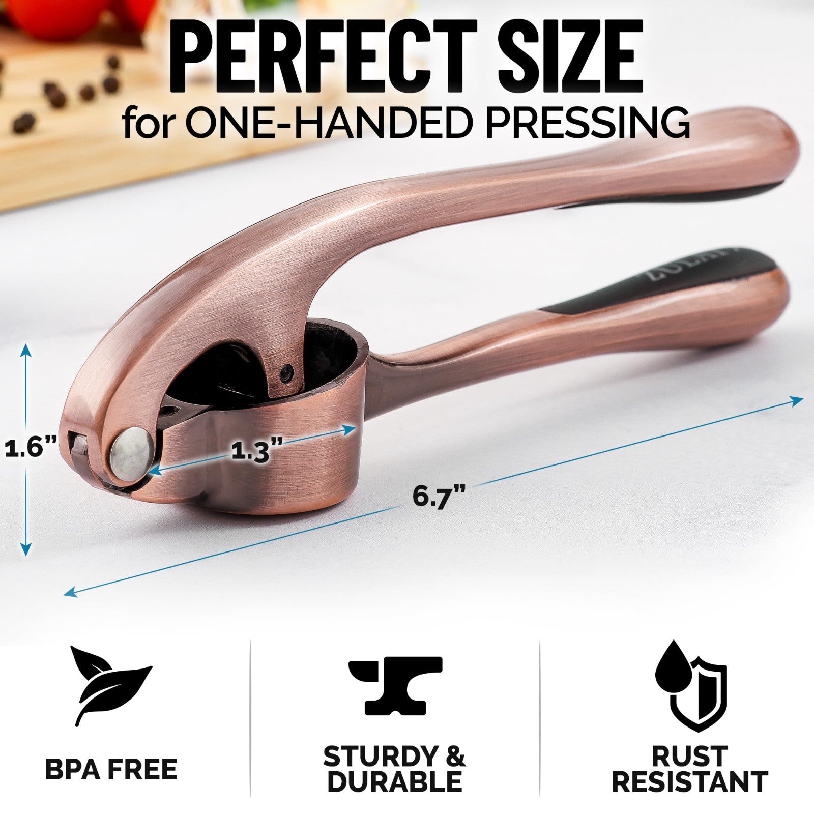 Premium Garlic Press Set   Rust Proof Mincer Tool, Easy Squeeze, Ergonomic Handl2