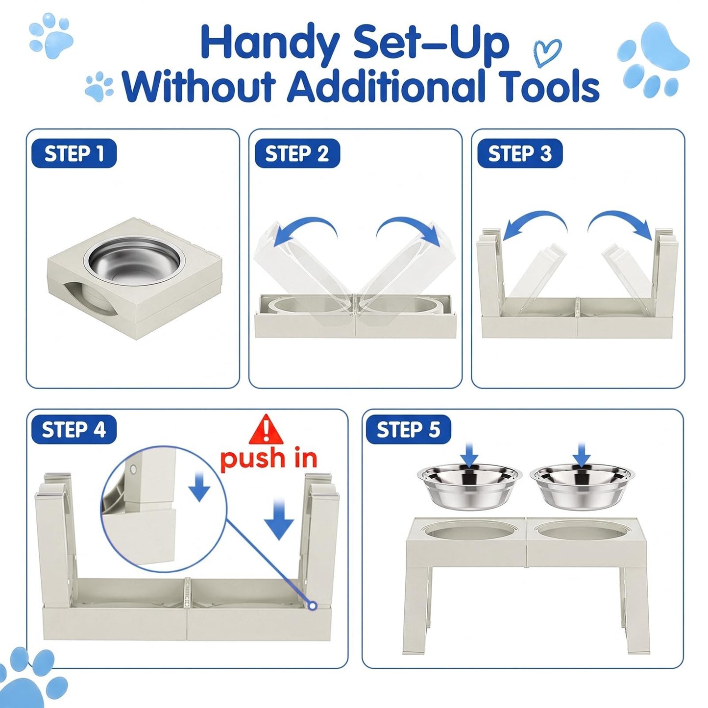 Elevated Dog Bowls for Large Breeds   Adjustable Height Stainless Steel Feeder S7