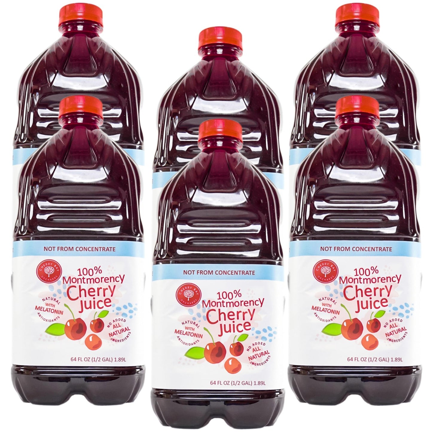 100% Natural Montmorency Tart Cherry Juice - 6 Pack, 64 oz Bottles, No Additives0