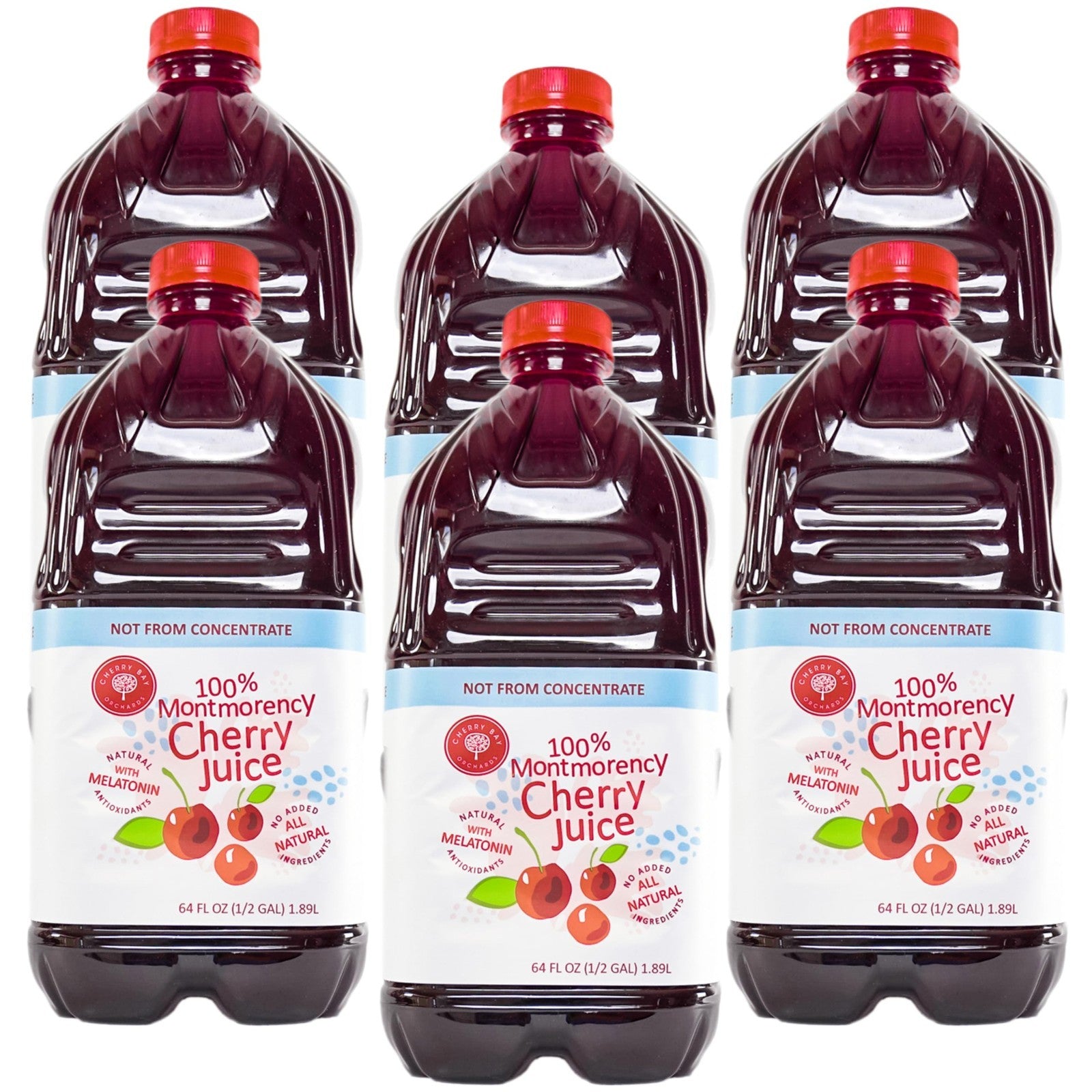 100% Natural Montmorency Tart Cherry Juice - 6 Pack, 64 oz Bottles, No Additives0