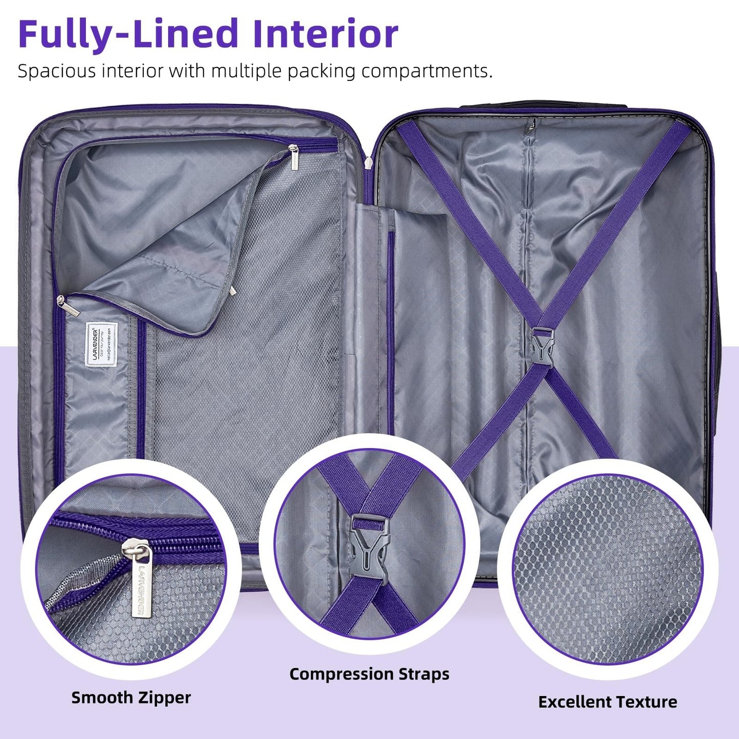 6-Piece Expandable Luggage Set, Lightweight Hardshell Suitcases, TSA Lock, 360°7