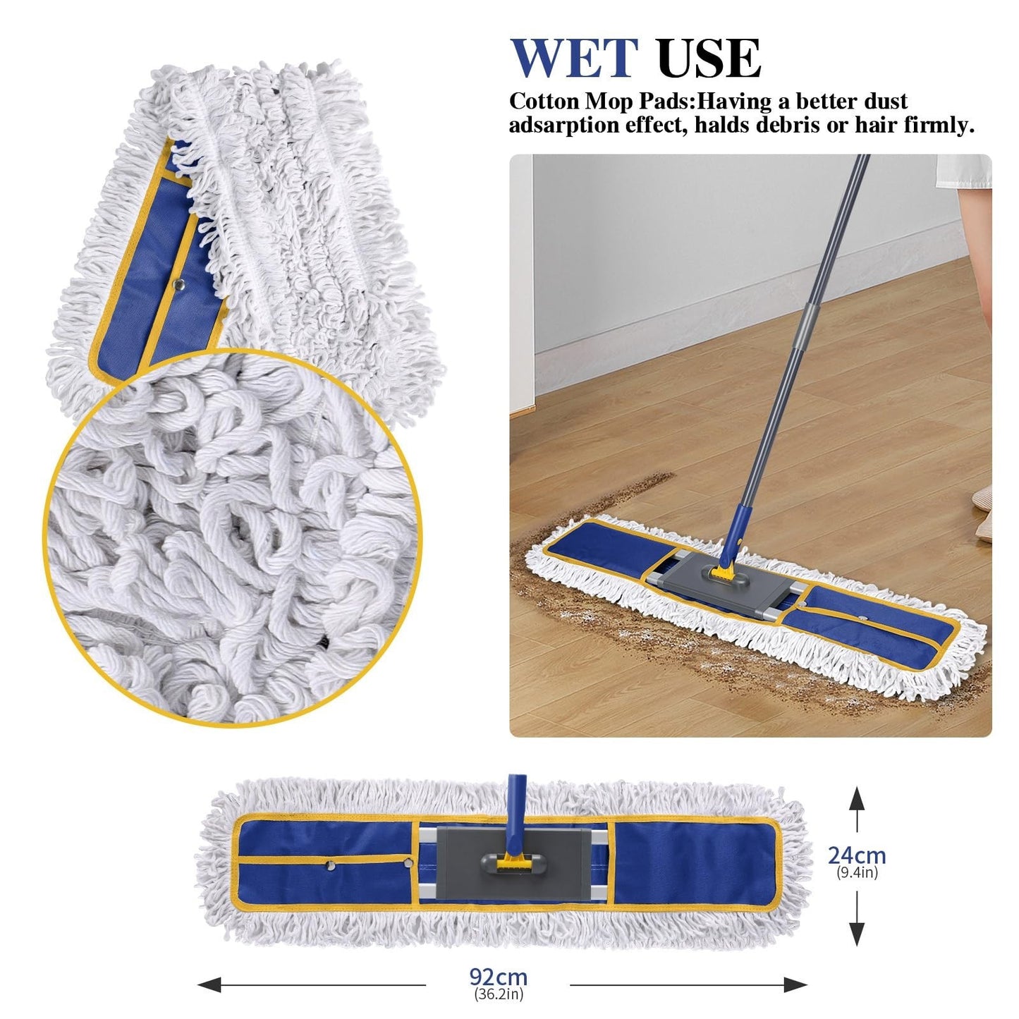 36" Commercial Microfiber Dust Mop - Large Floor Cleaning Tool, Heavy Duty6