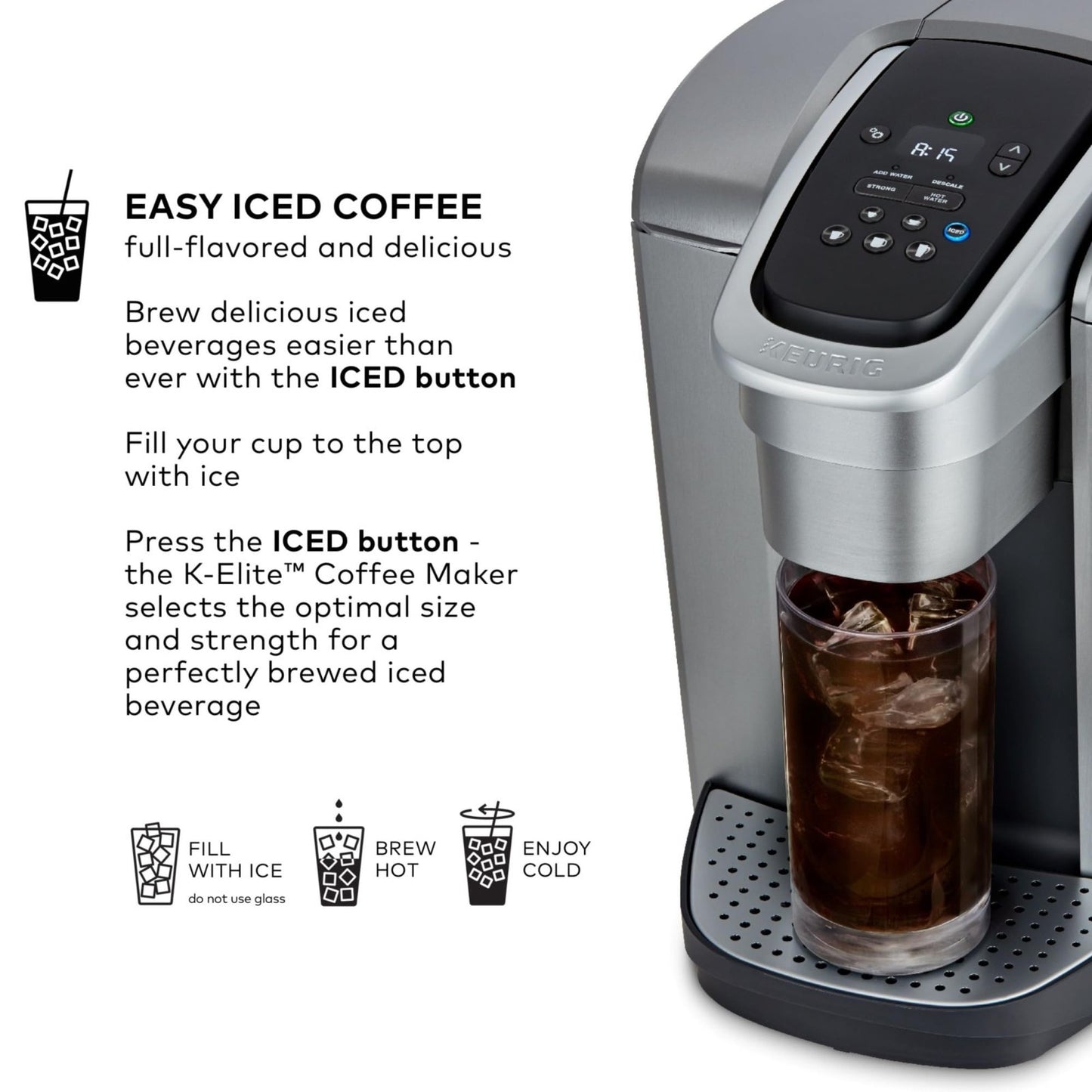 Single Serve Coffee Maker with Strength Control, Iced Coffee, 8-12oz Brew Size,6