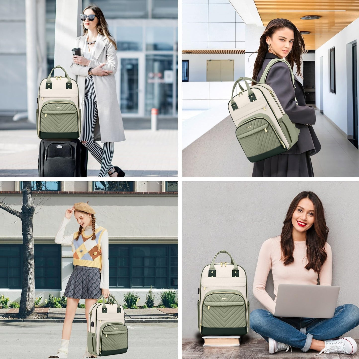 Stylish 15.6" Laptop Backpack for Women & Teens   USB Charger, Waterproof, Casua7