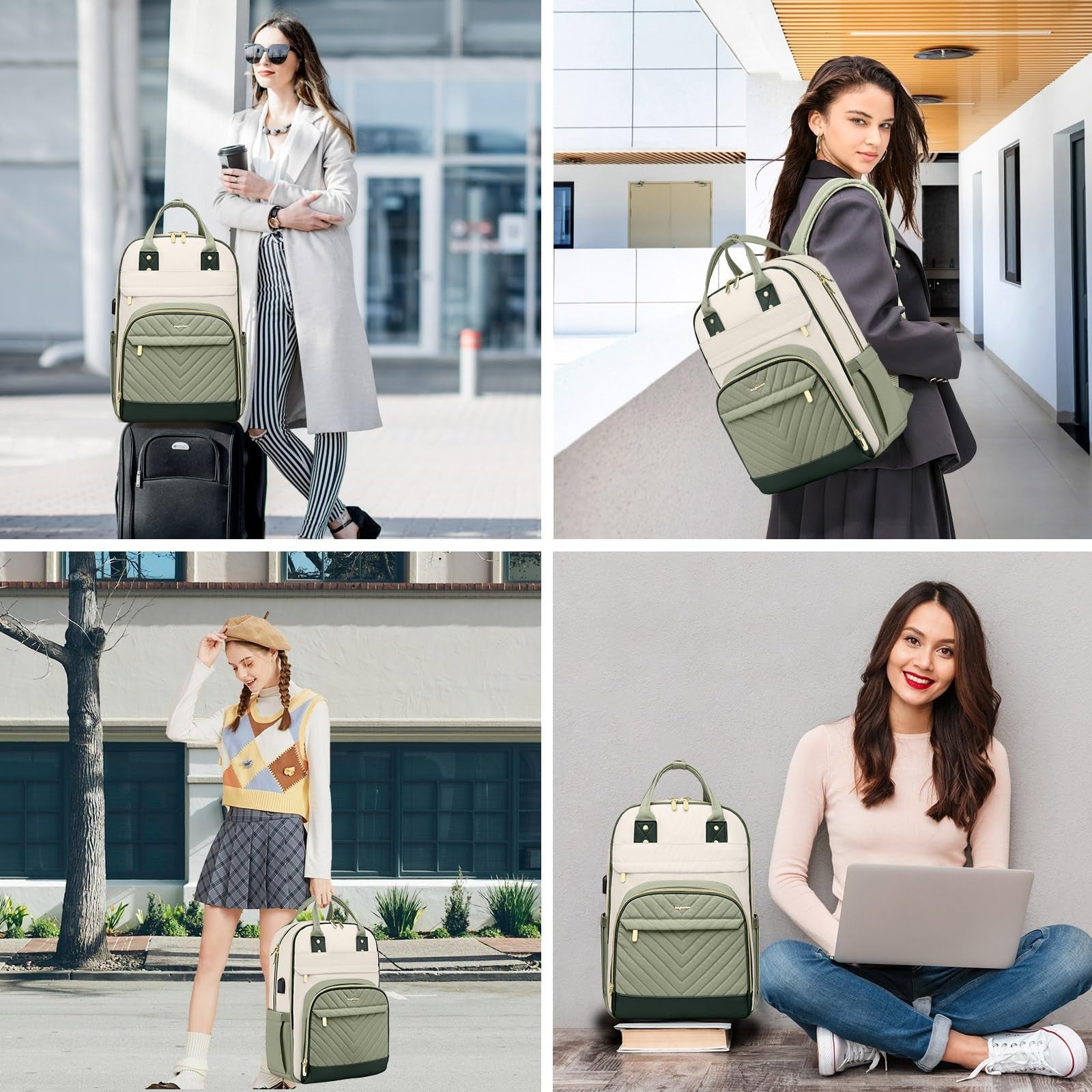 Stylish 15.6" Laptop Backpack for Women & Teens   USB Charger, Waterproof, Casua7