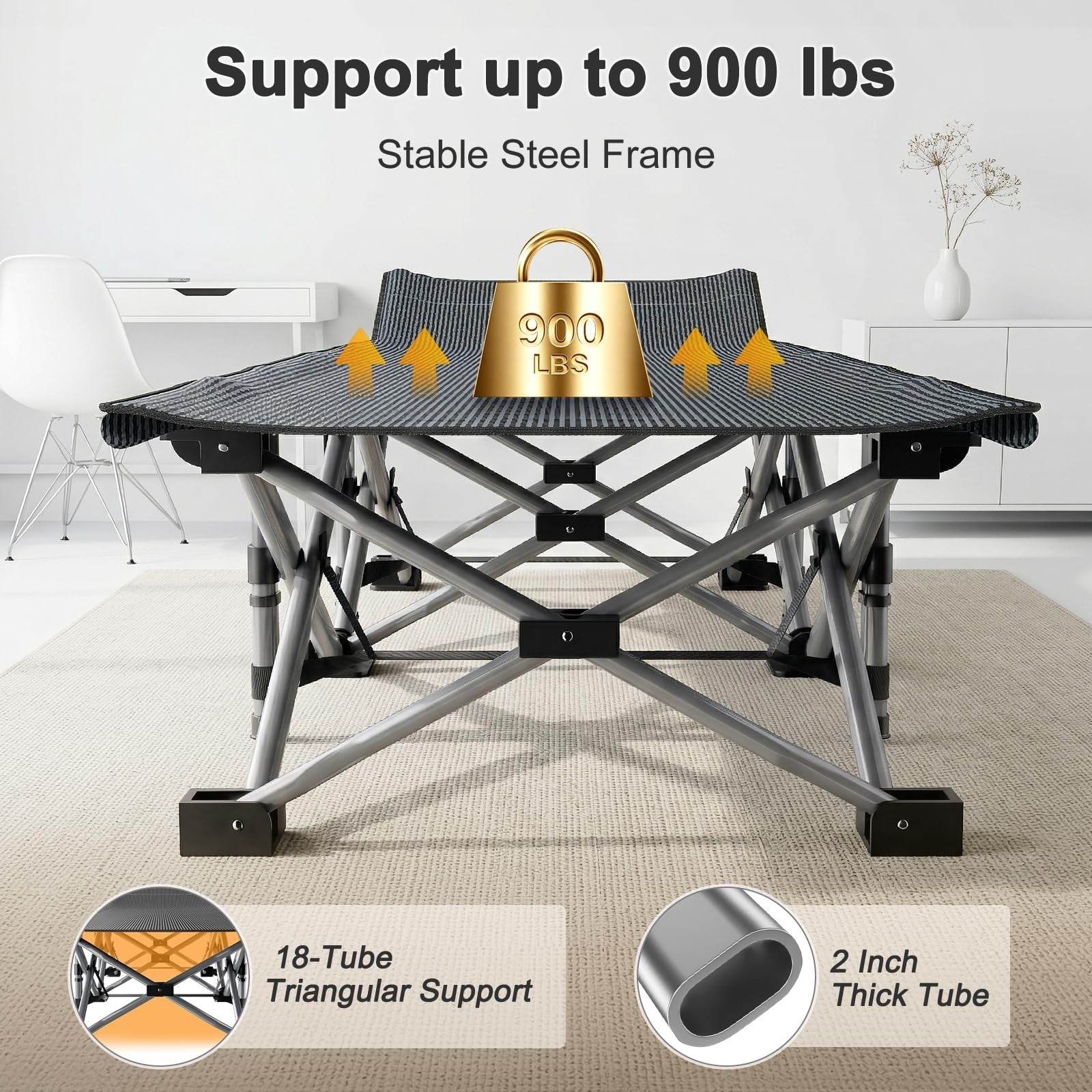 Oversized Camping Cot for Adults   78" Folding Bed, 900LBS Heavy Duty, Portable5
