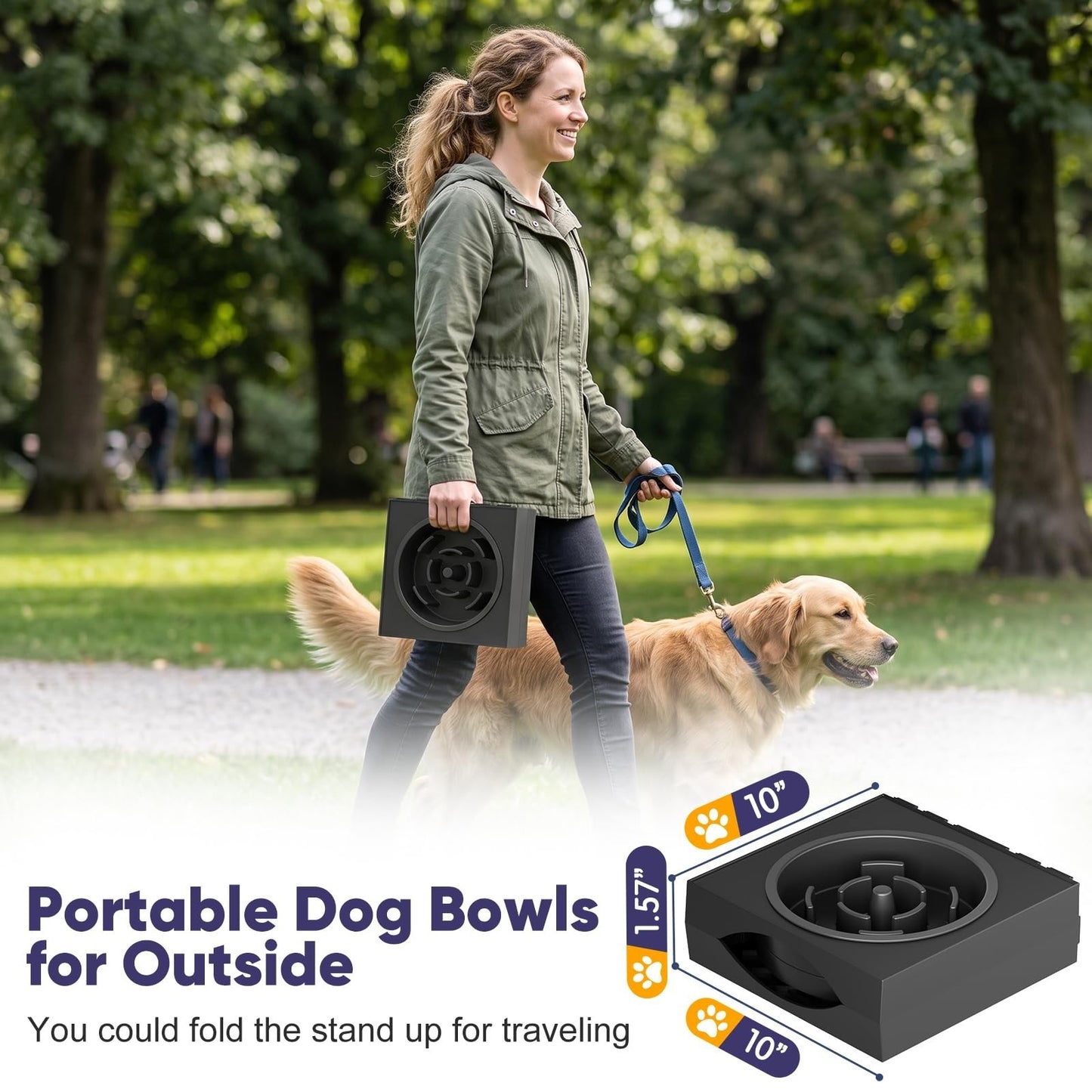 Elevated Dog Bowls for Large Breeds   Adjustable Slow Feeder Stand 9 14in7
