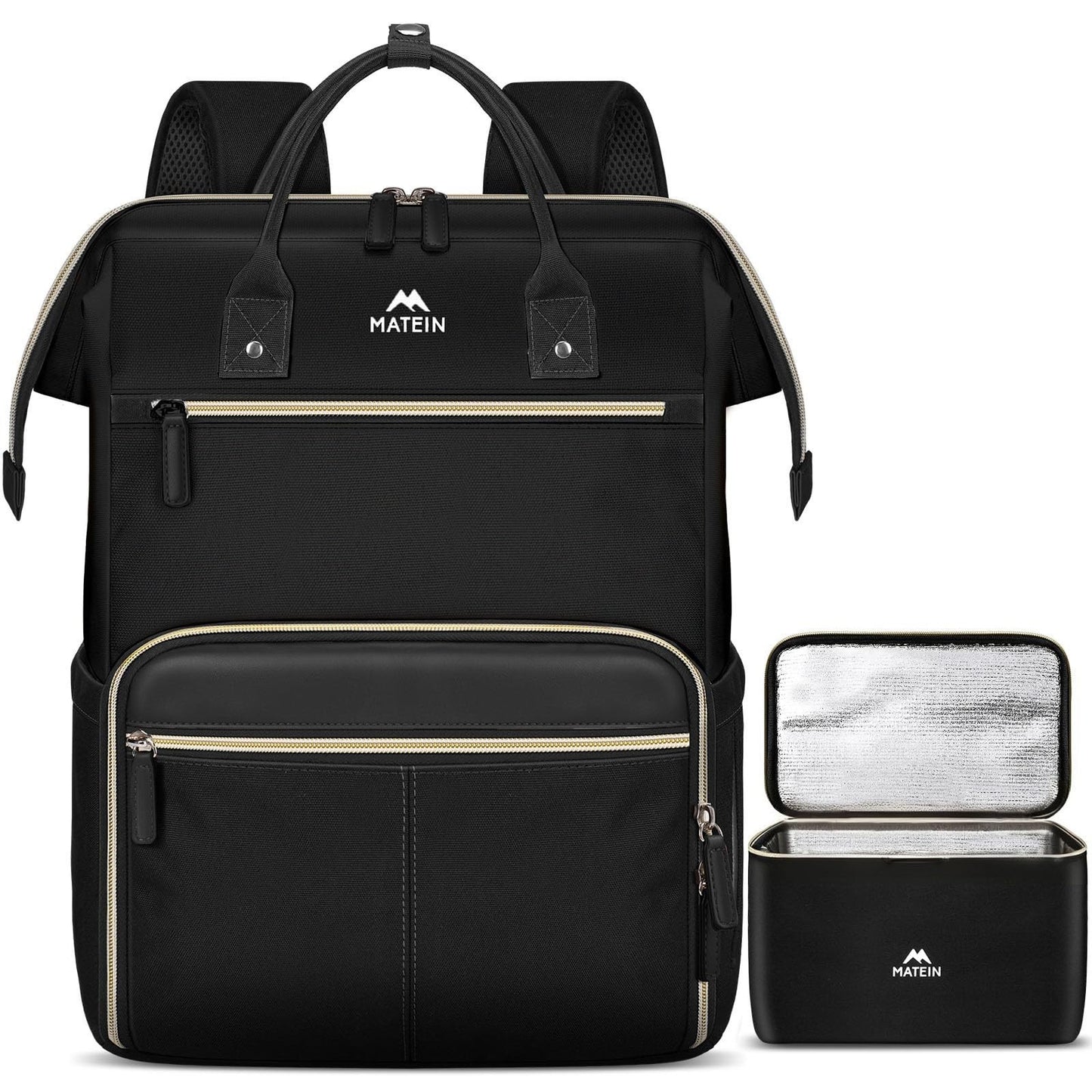 Stylish 15.6" Laptop Backpack with Insulated Lunch Box - Perfect for Work, Trave1