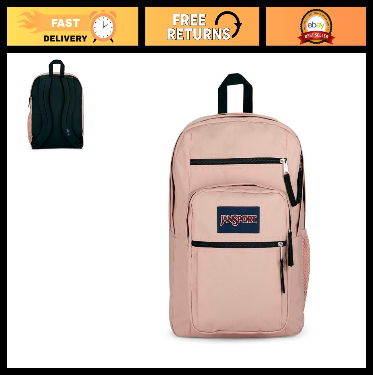 Big Student Backpack in Misty Rose   Spacious, Durable, Stylish School Bag0