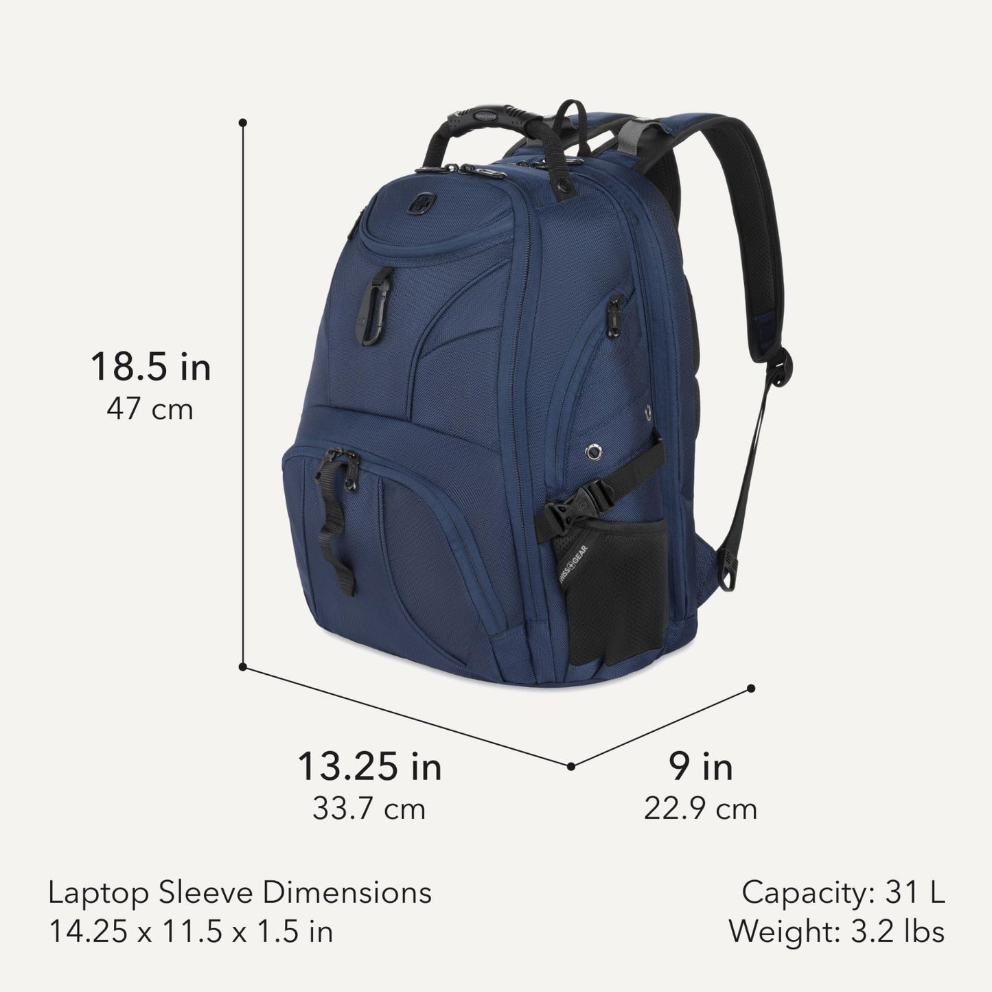 TSA Friendly 17 Inch Laptop Backpack, RFID Protection, Lay Flat Design, Black, 31