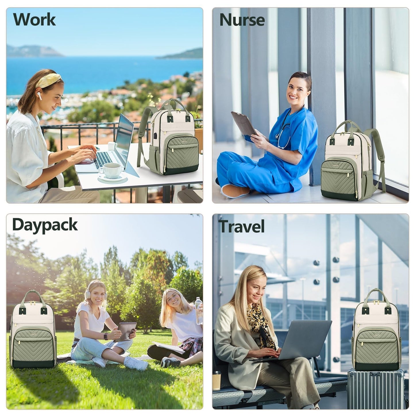 Stylish 15.6" Laptop Backpack for Women & Teens   USB Charger, Waterproof, Casua6