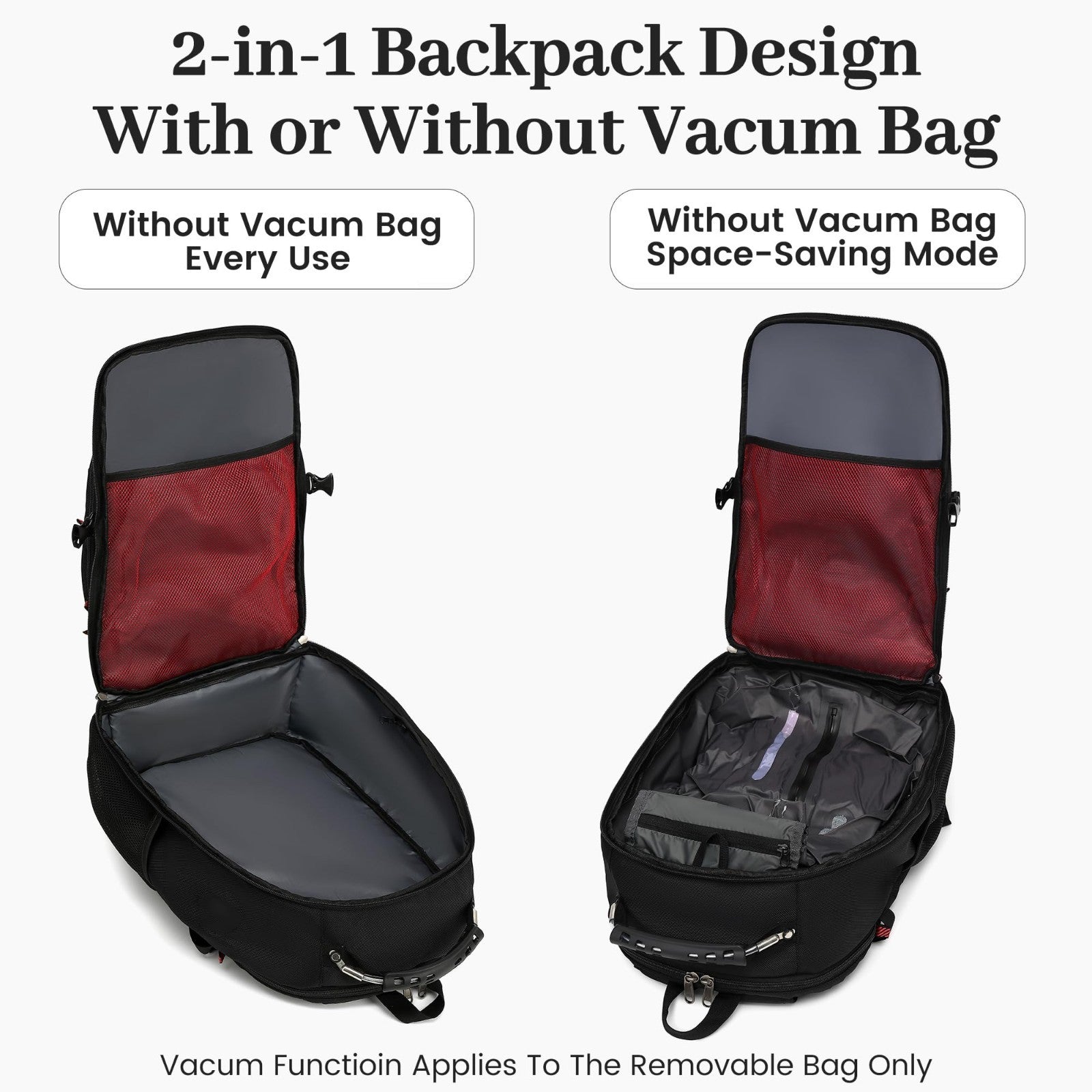 Large 55L Vacuum Seal Travel Backpack with Detachable Compression Bag, Waterproo3
