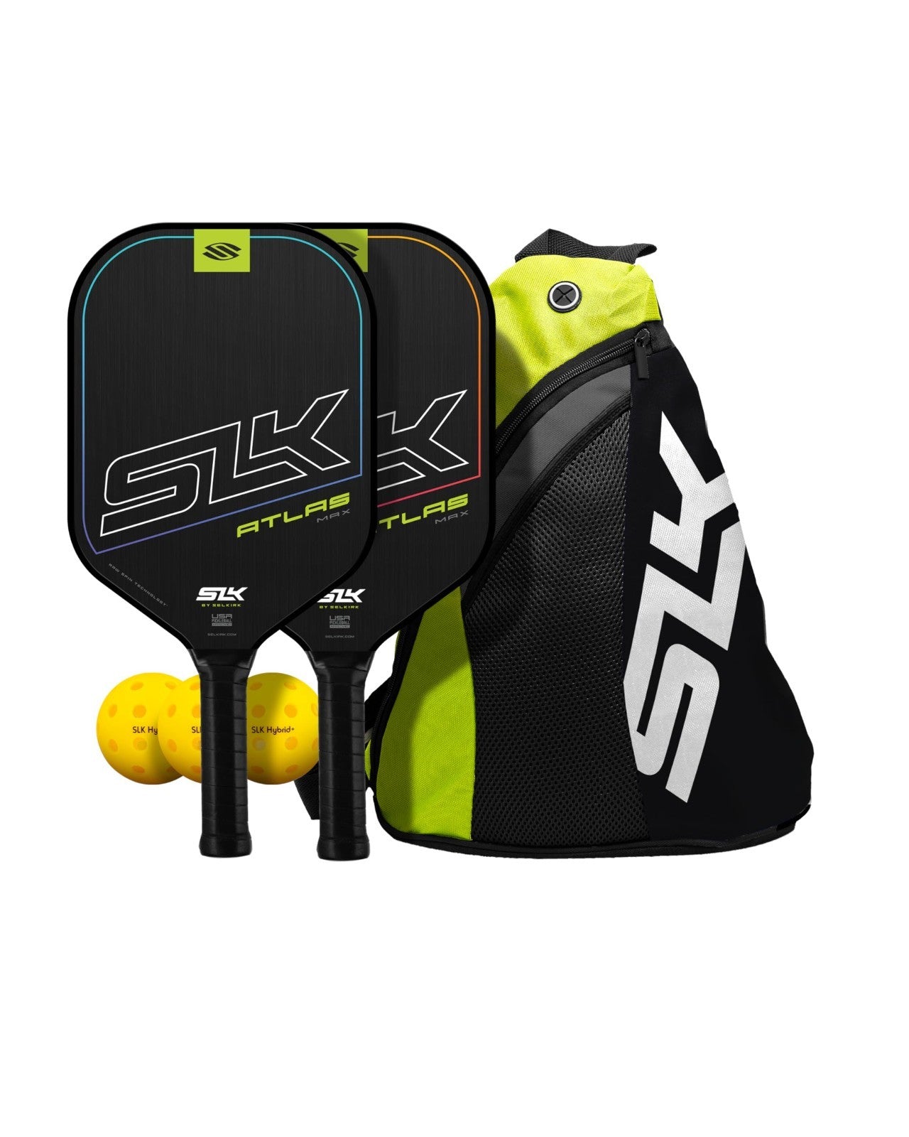 Set of 2 Pickleball Paddles with Pickleballs & Sling Bag | Graphite/Fiberglass R1