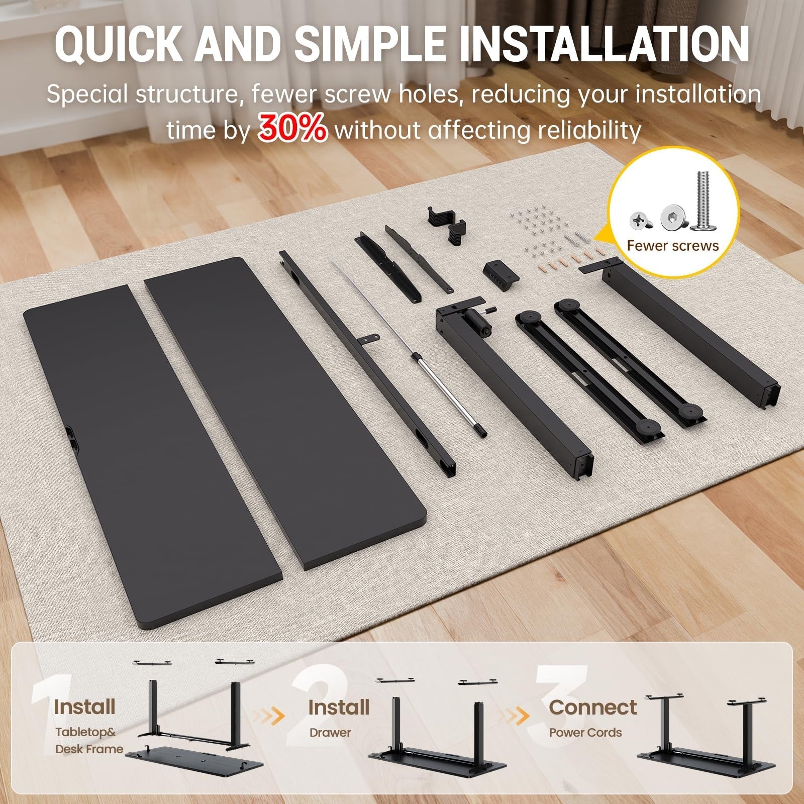 Adjustable Height Standing Desk 47.2" - Modern Wood Computer Table for Home Offi12