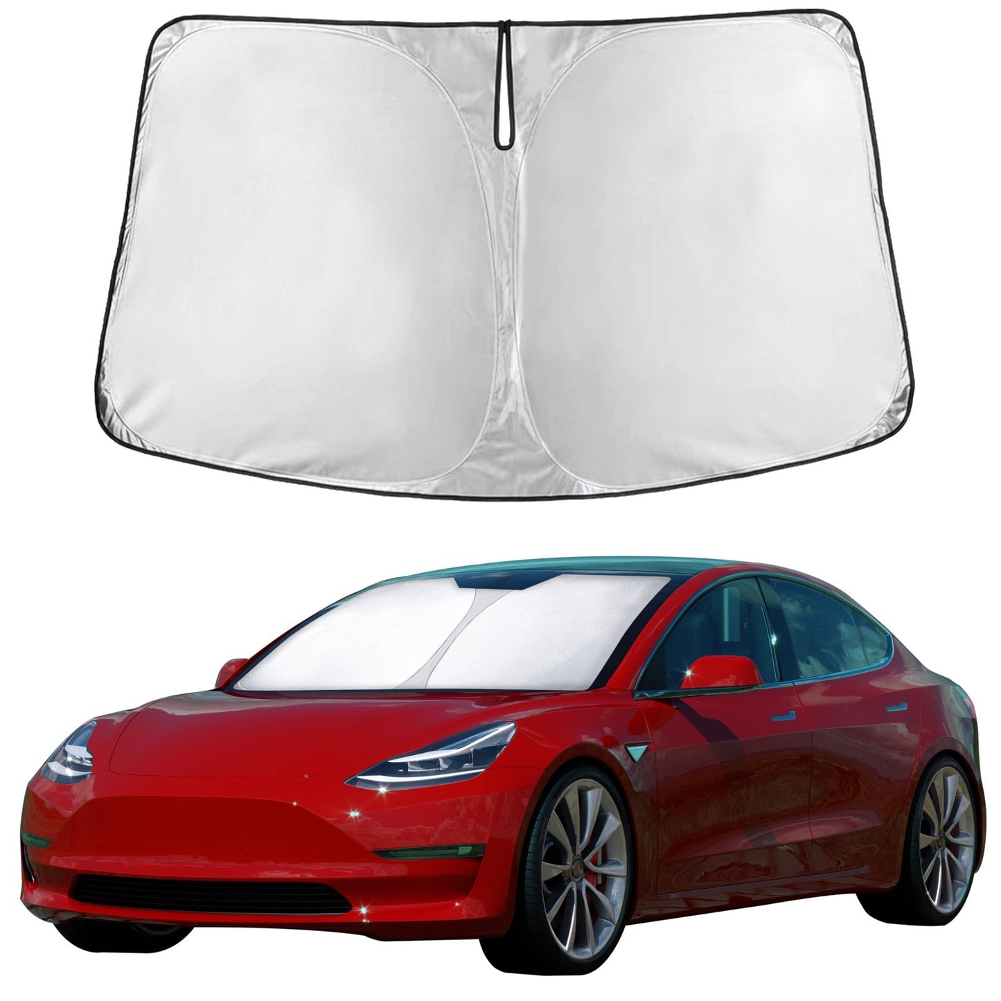 Windshield Sun Shade for Tesla Model 3 & Y 2017 2026, Foldable UV Heat Protector1