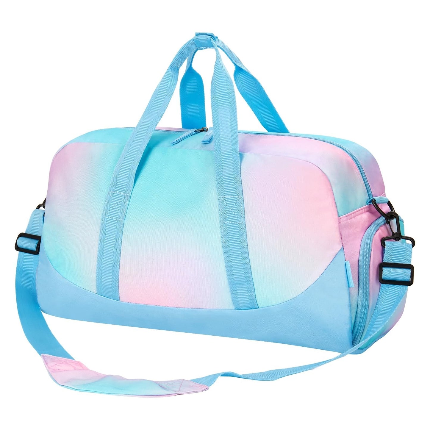 Girls Blue Duffle Bag for Kids, Large Overnight Travel Bag with Shoe Compartment1