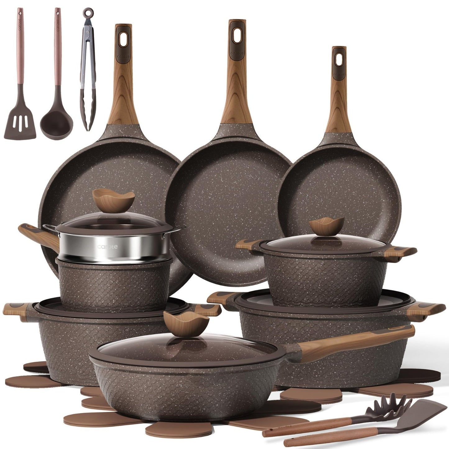 26pcs Nonstick Cookware Set | Induction Pots & Pans, Durable, Easy Release, Even0
