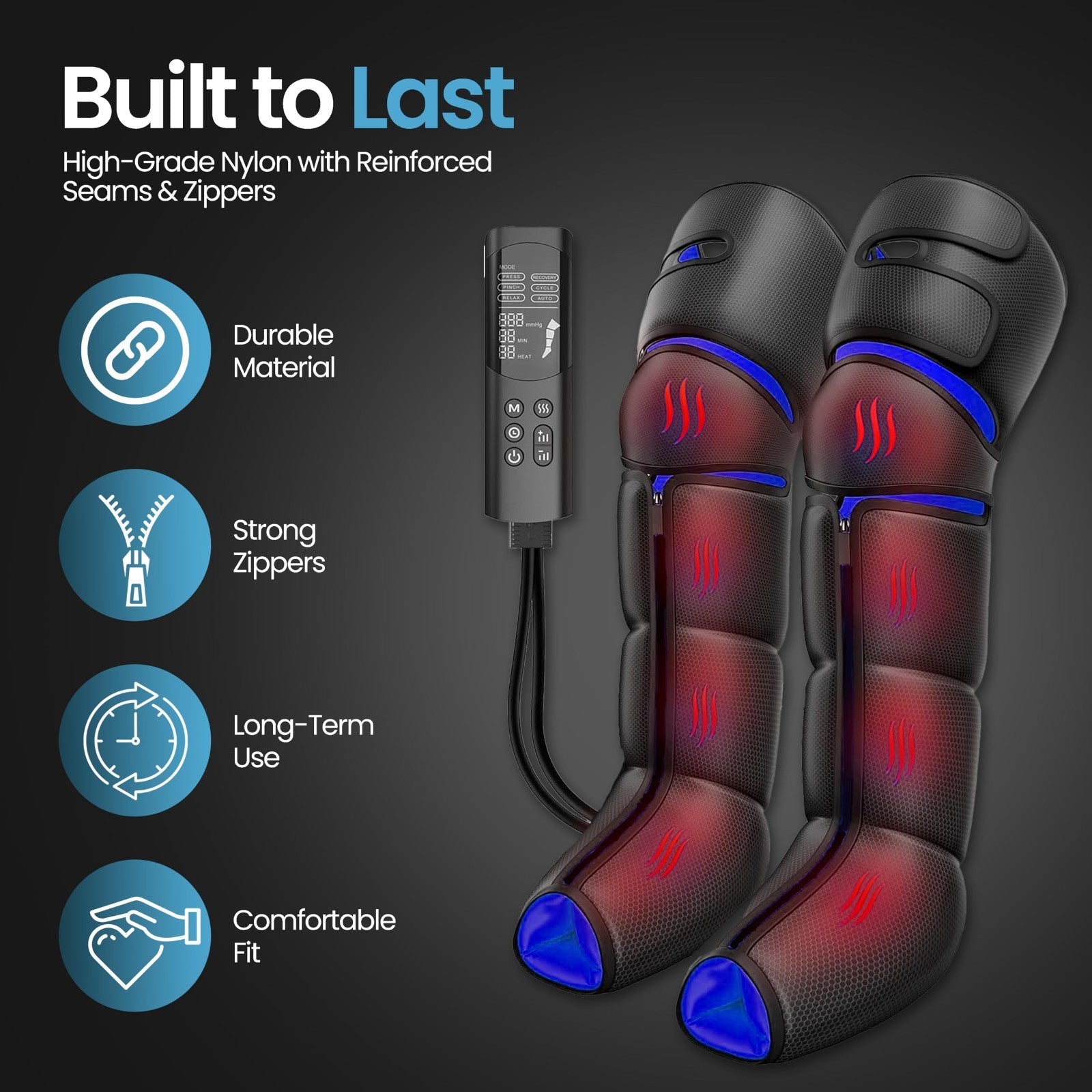 Leg Massager with Heat & Compression for Pain Relief, Circulation Boost, 9 Inten4