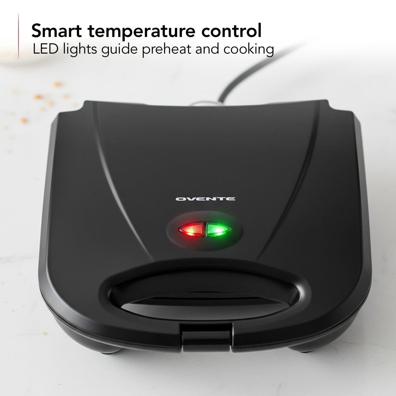 Compact Electric Panini Press Grill - Nonstick Plates, Thermostat Control, LED I6